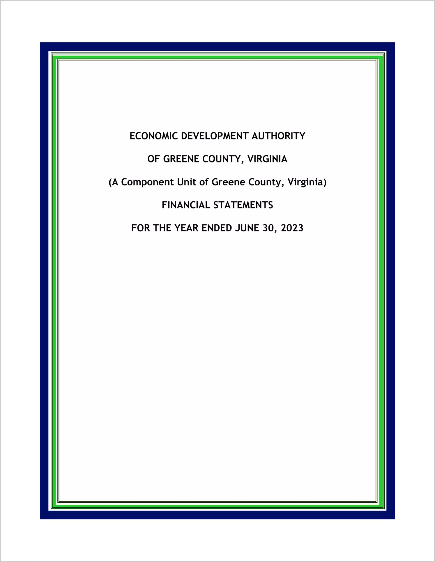 preview of 2023 ABC/Other Annual Financial Report for Greene County Economic Development Authority