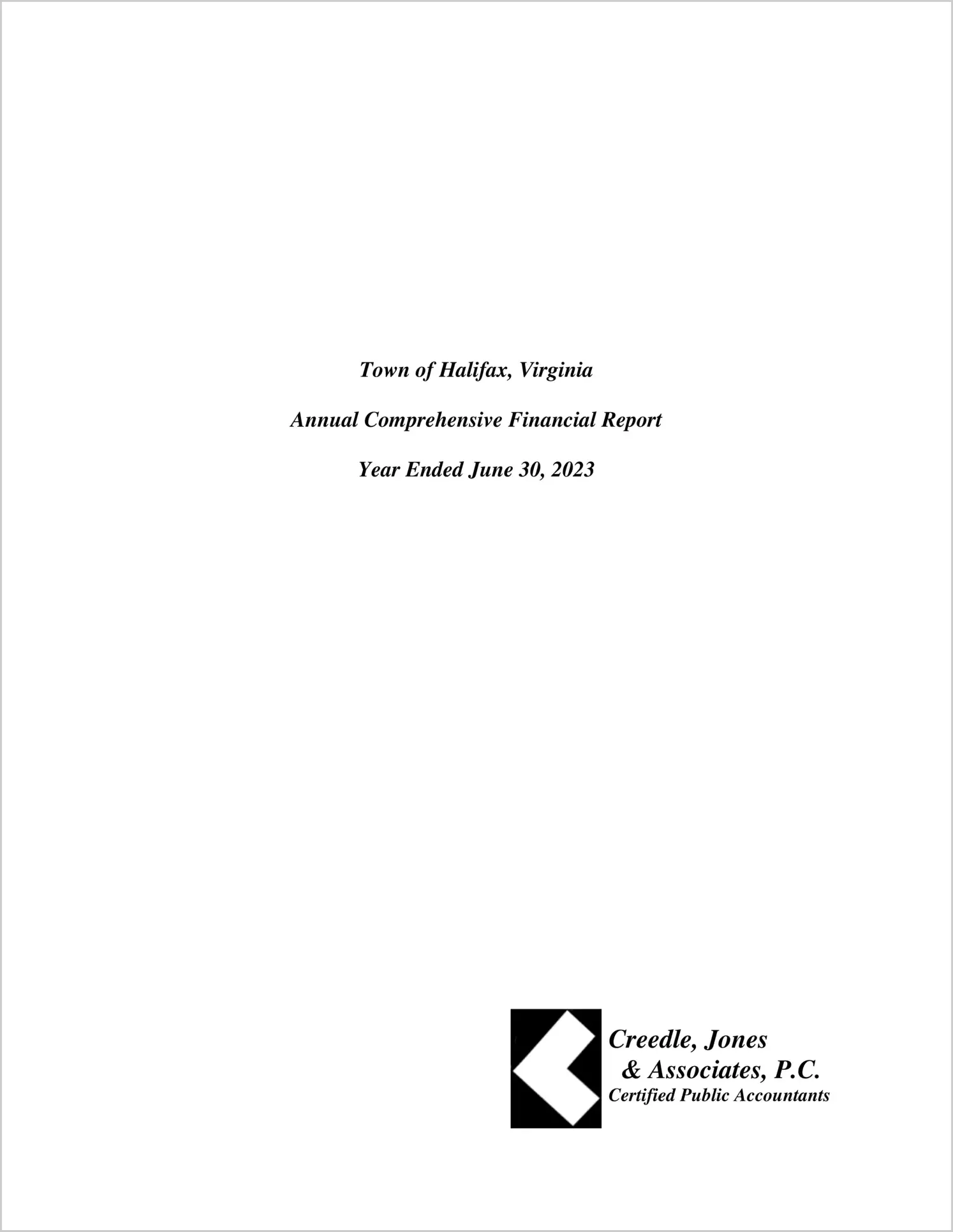 2023 Annual Financial Report for Town of Halifax