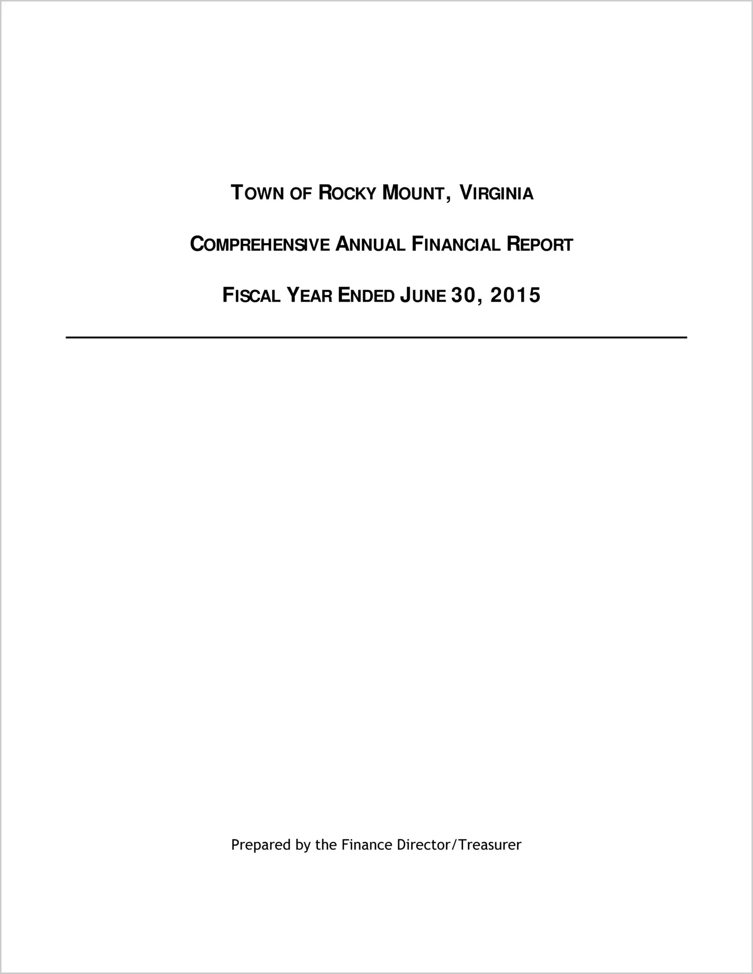 2015 Annual Financial Report for Town of Rocky Mount