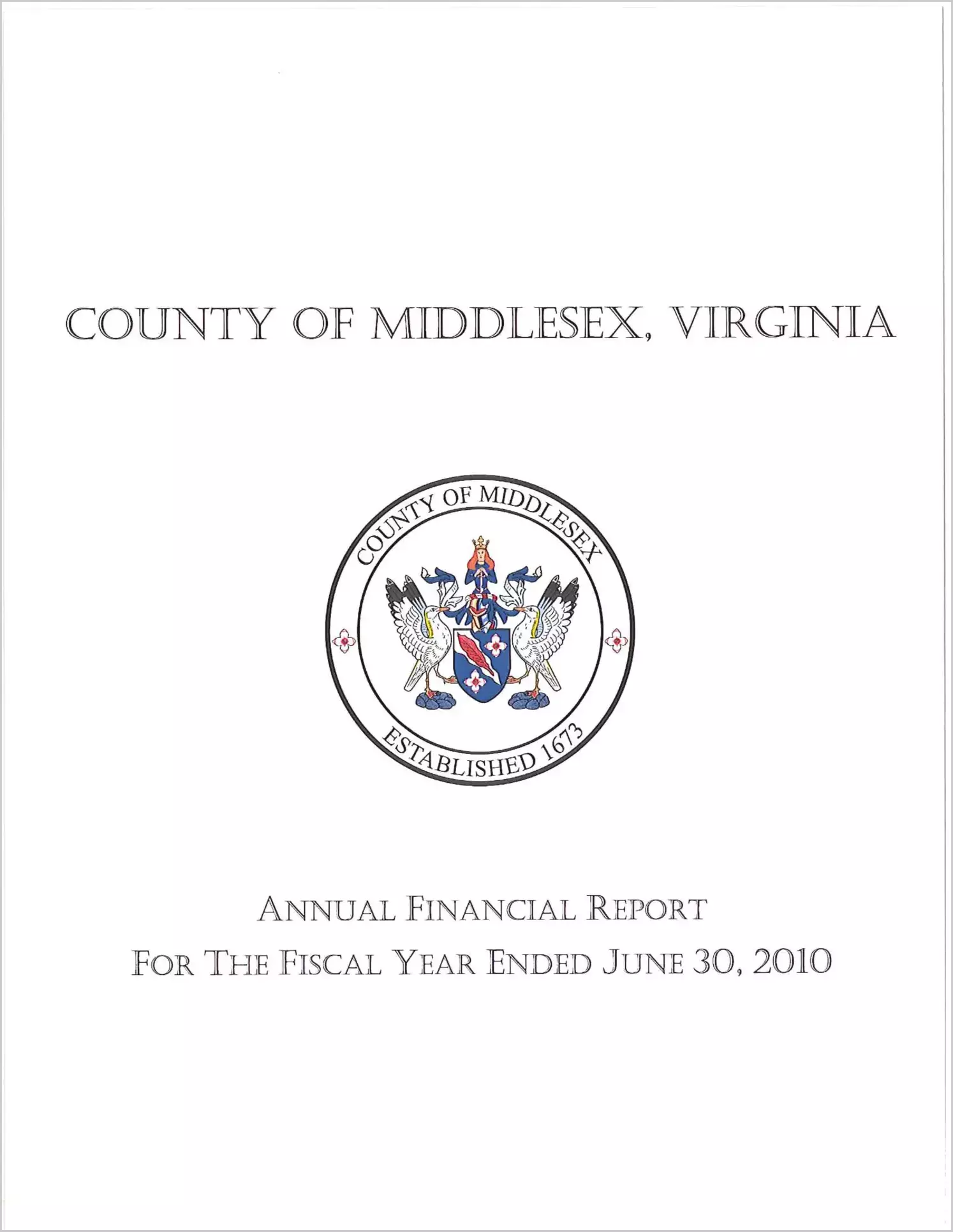 2010 Annual Financial Report for County of Middlesex