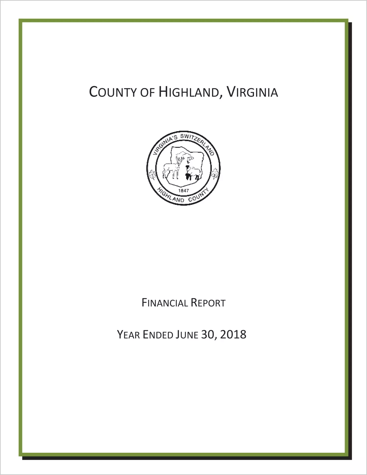 2018 Annual Financial Report for County of Highland