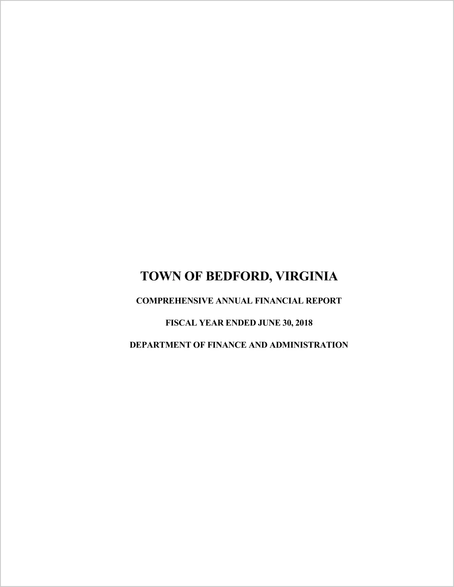 2018 Annual Financial Report for Town of Bedford