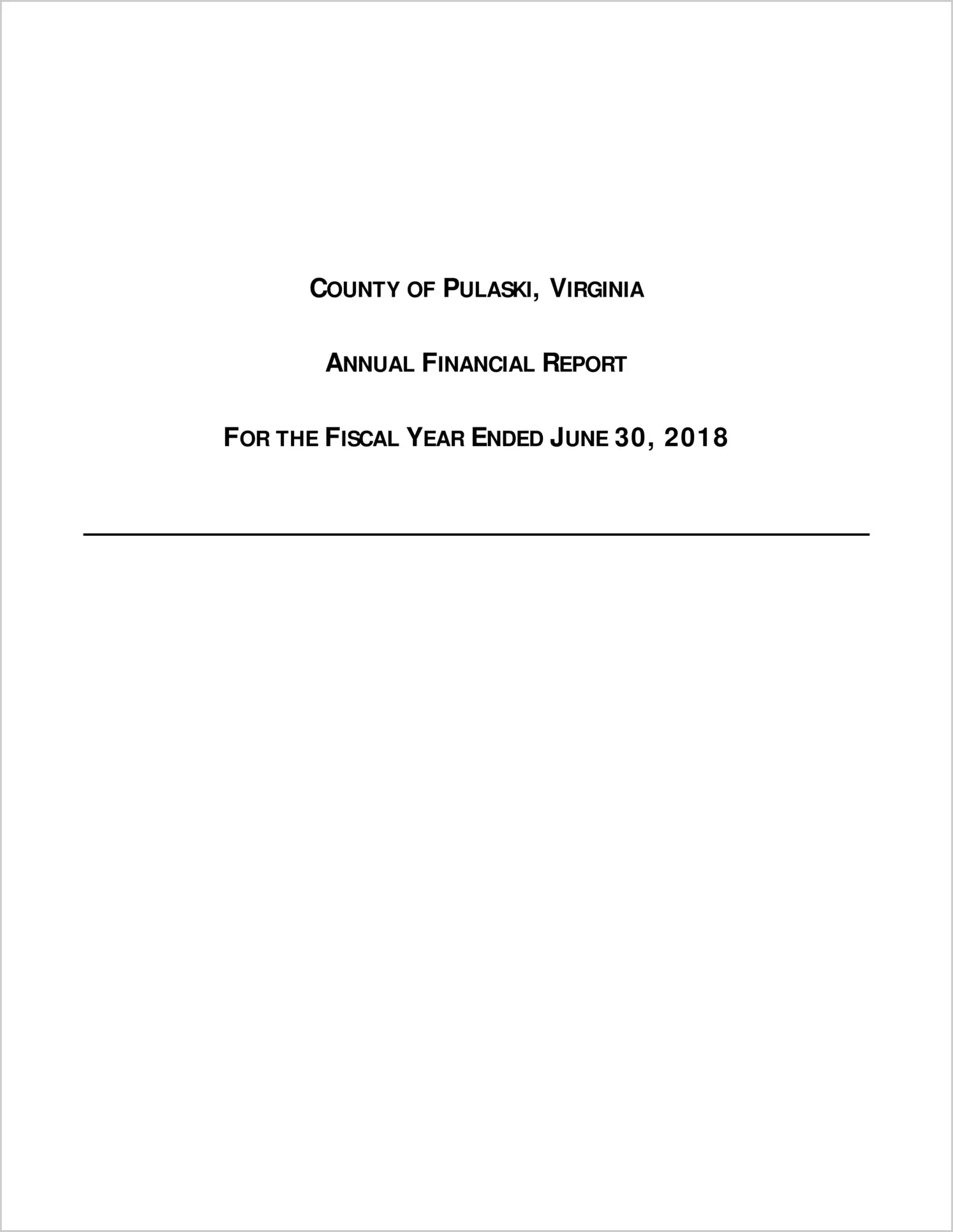 2018 Annual Financial Report for County of Pulaski