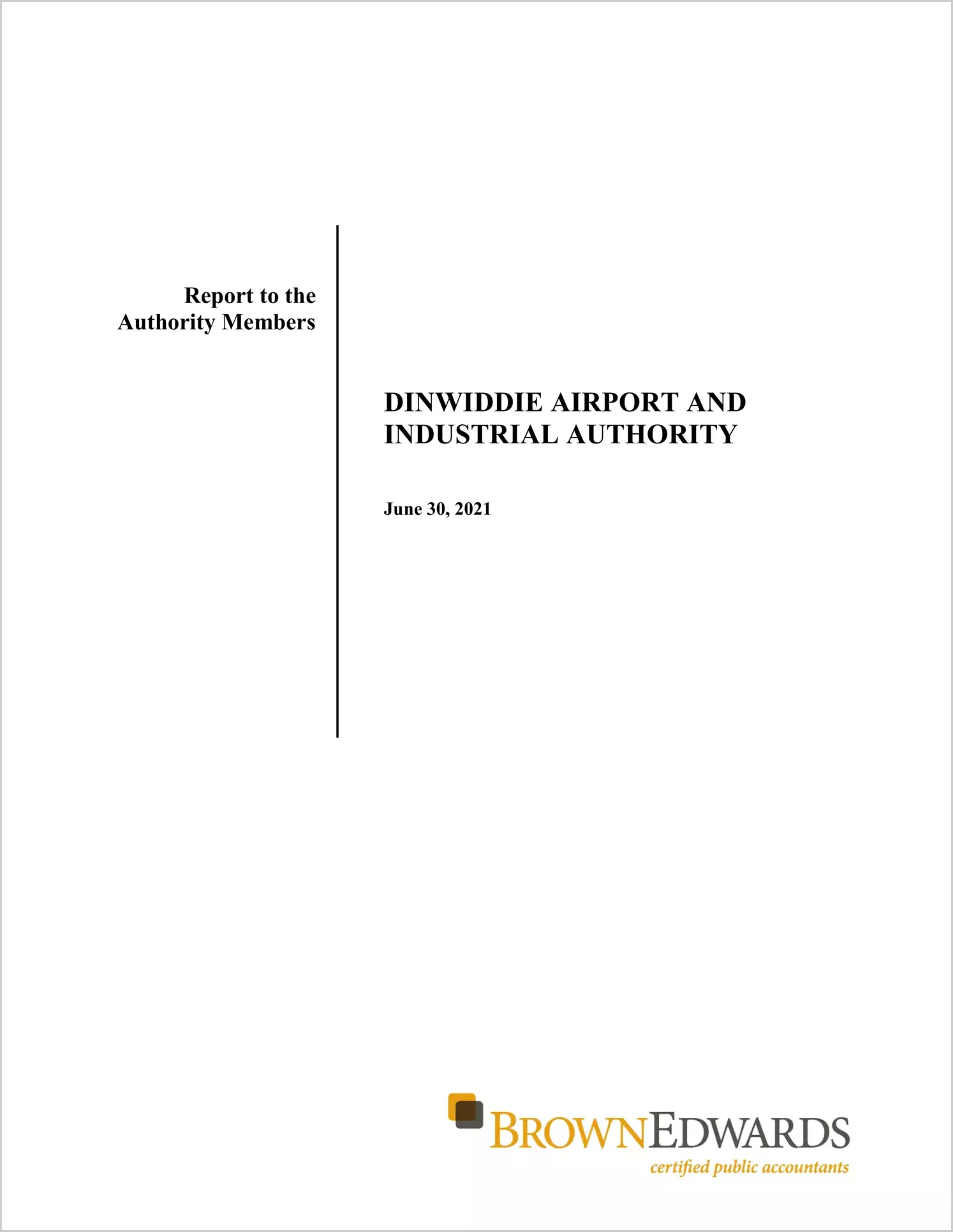 preview of 2021 ABC/Other Management Letter for Dinwiddie Airport and Industrial Authority