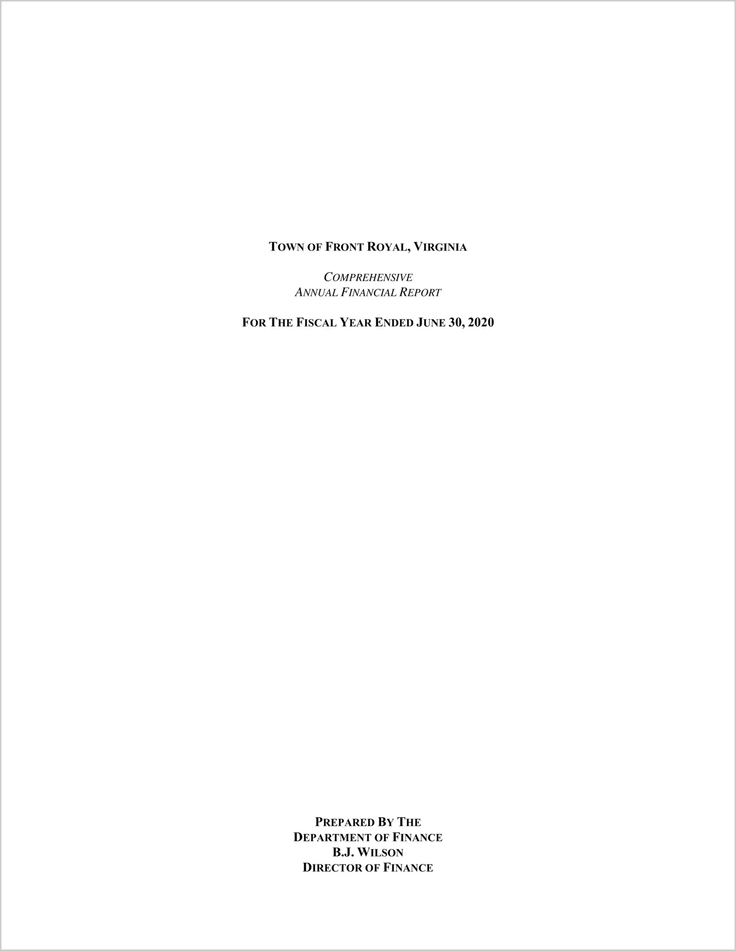 2020 Annual Financial Report for Town of Front Royal