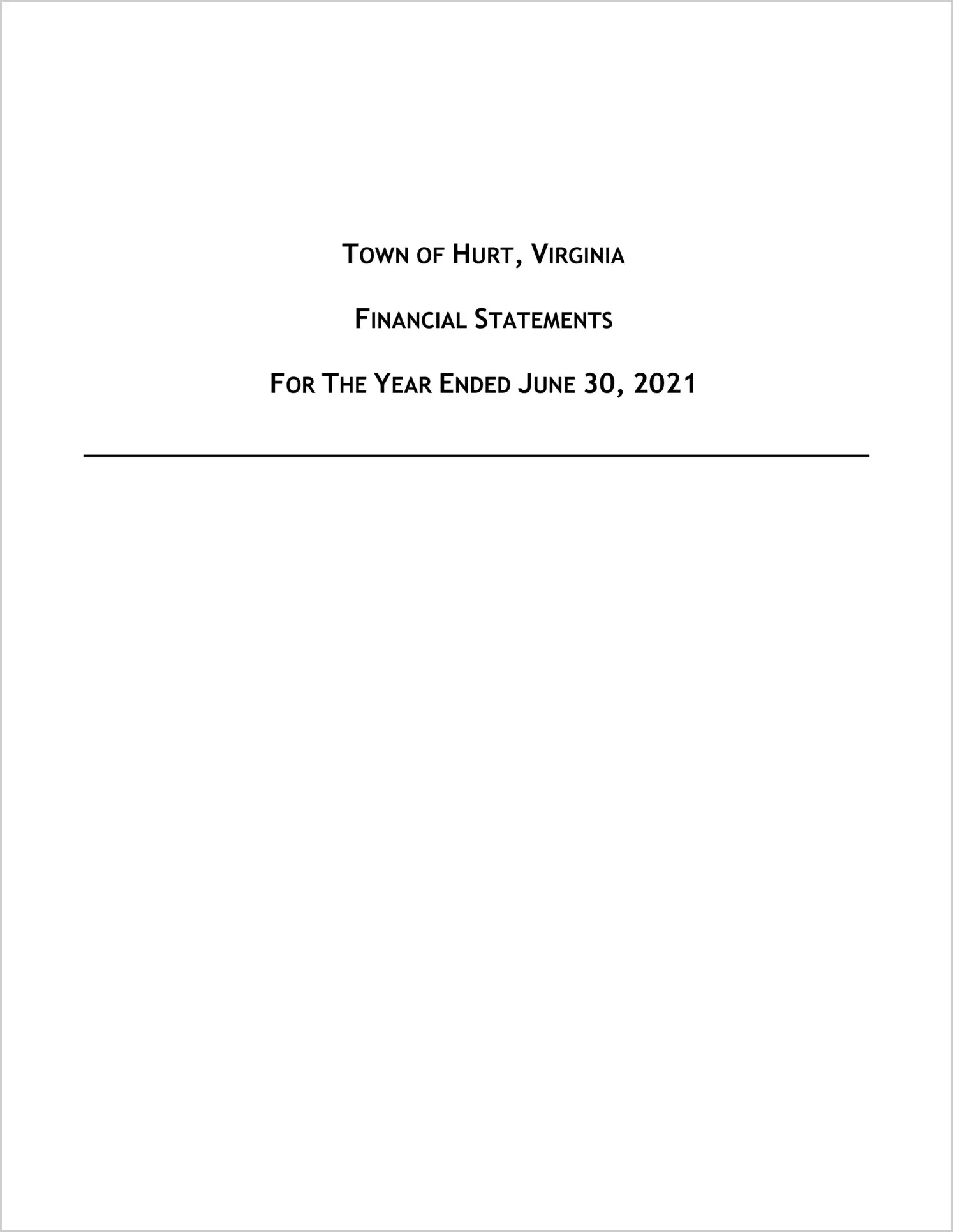 2021 Annual Financial Report for Town of Hurt  