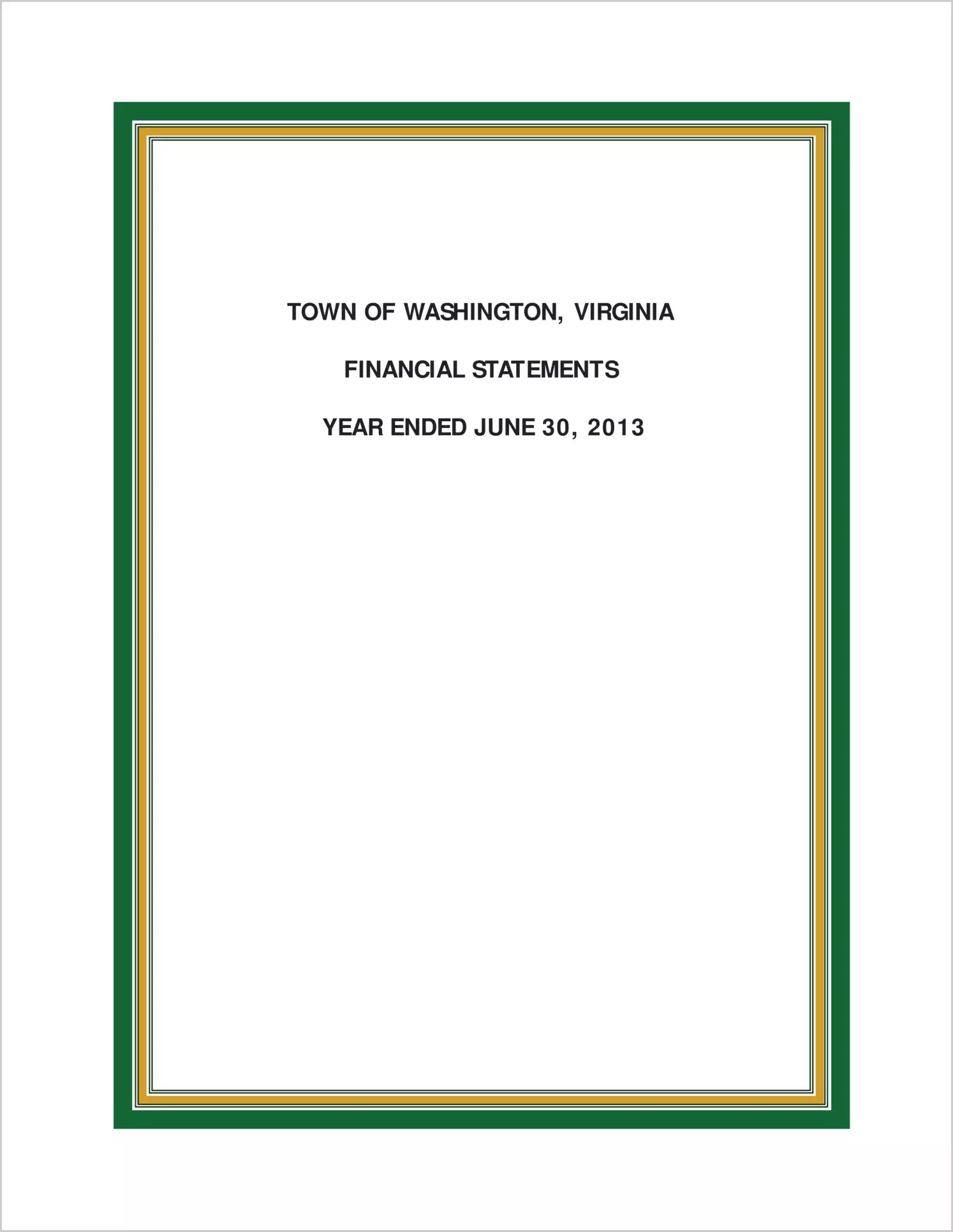 2013 Annual Financial Report for Town of Washington