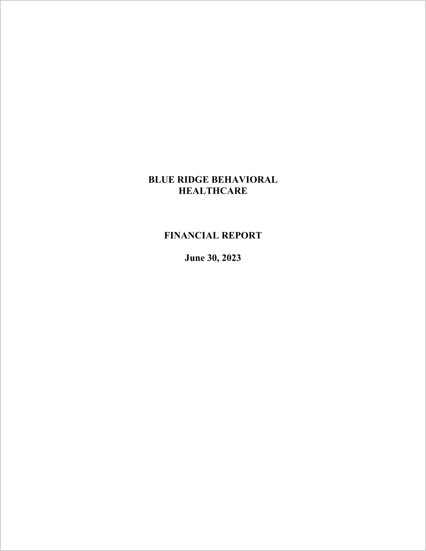 preview of 2023 ABC/Other Annual Financial Report for Blue Ridge Behavioral Healthcare