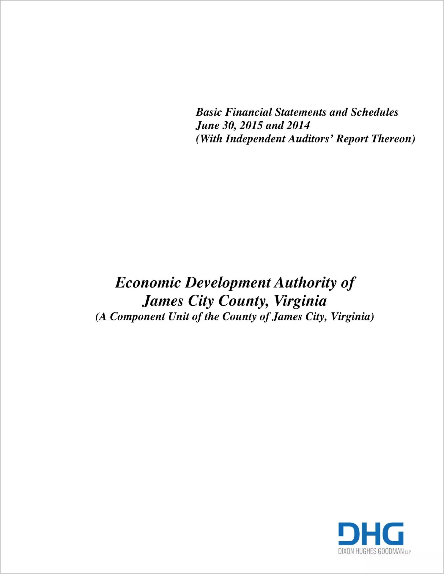 2015 ABC/Other Annual Financial Report  for James City County Economic Development Authority