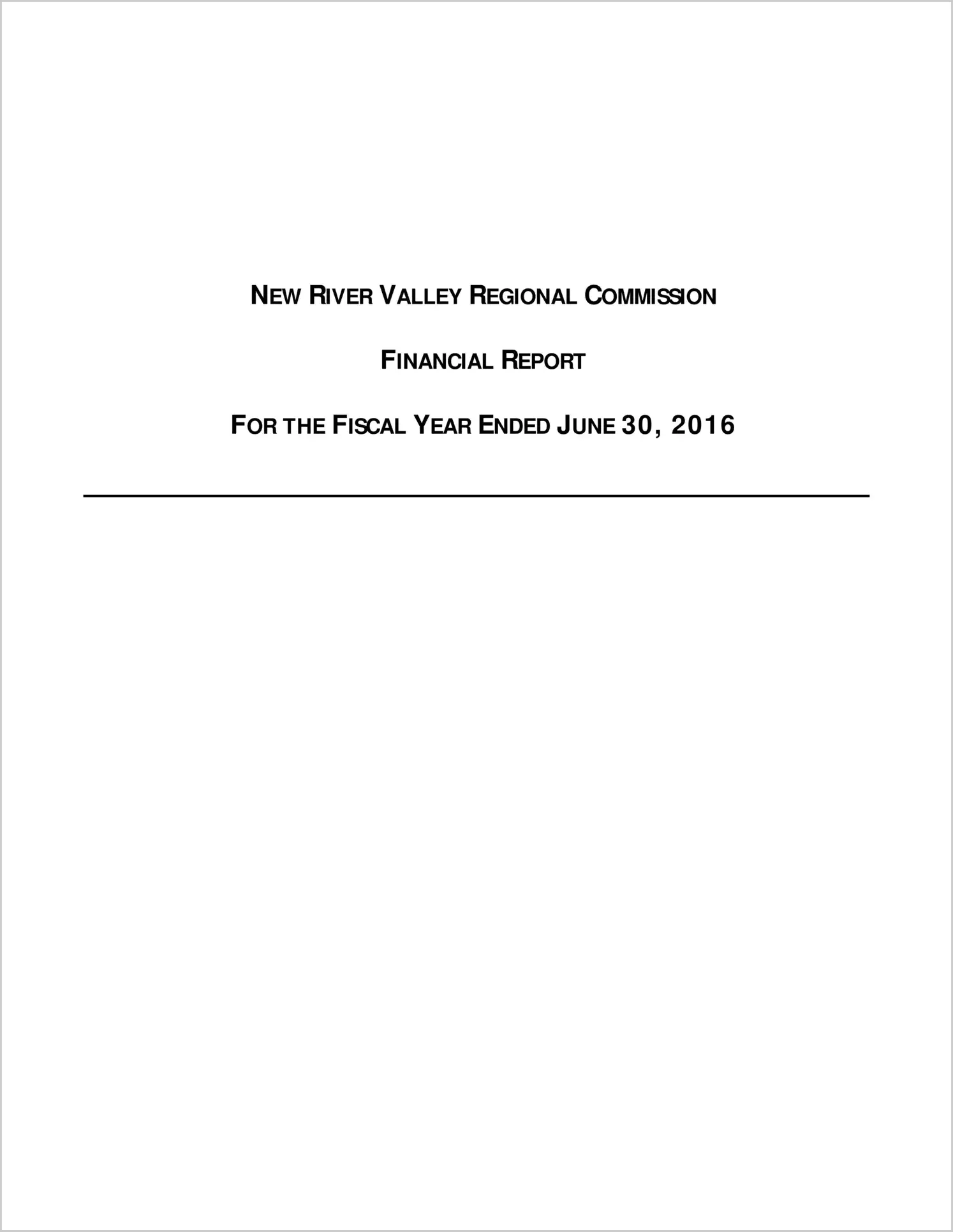 2016 ABC/Other Annual Financial Report  for New River Valley Regional Commission