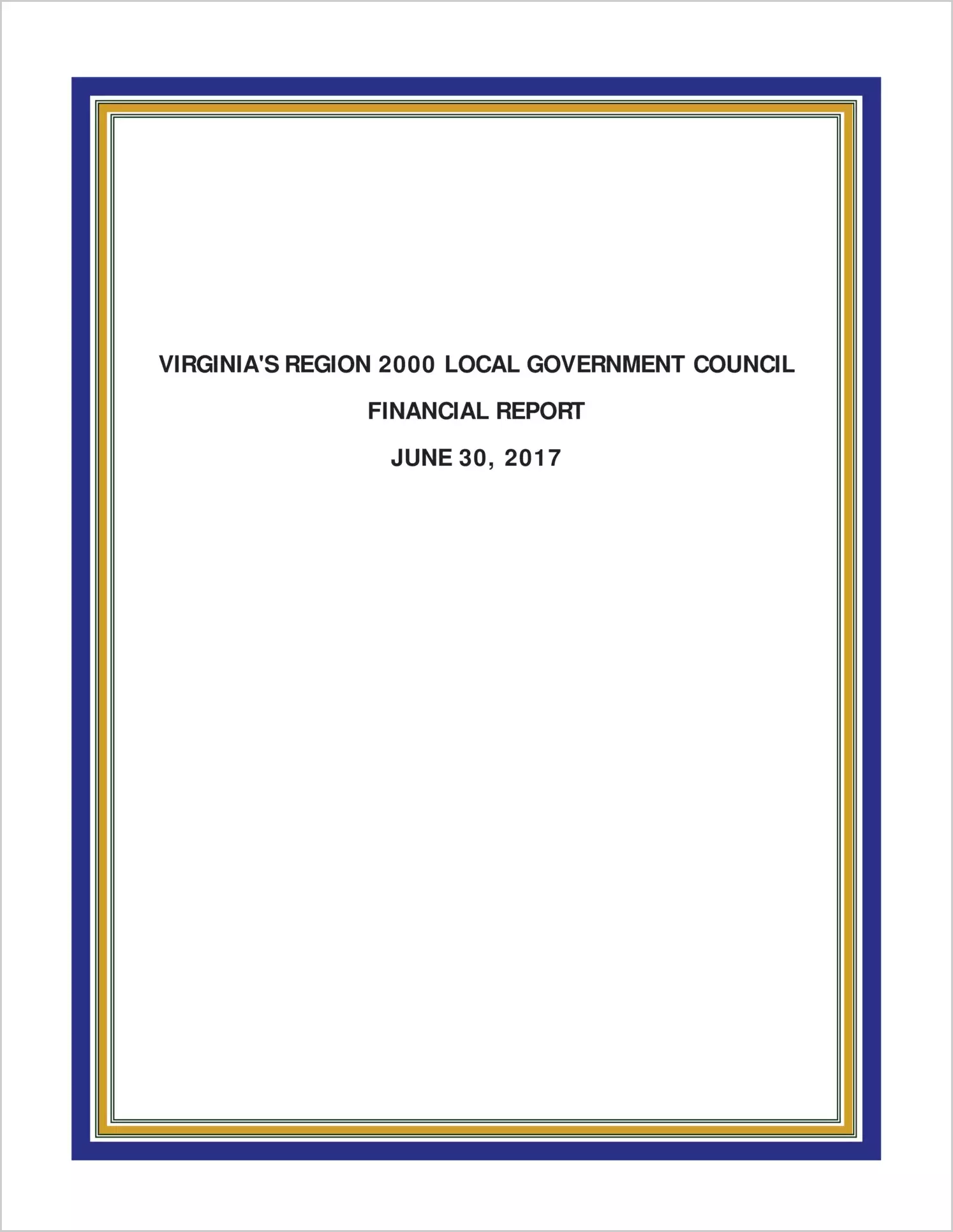 2017 ABC/Other Annual Financial Report  for Virginia's Region 2000 Local Government Council