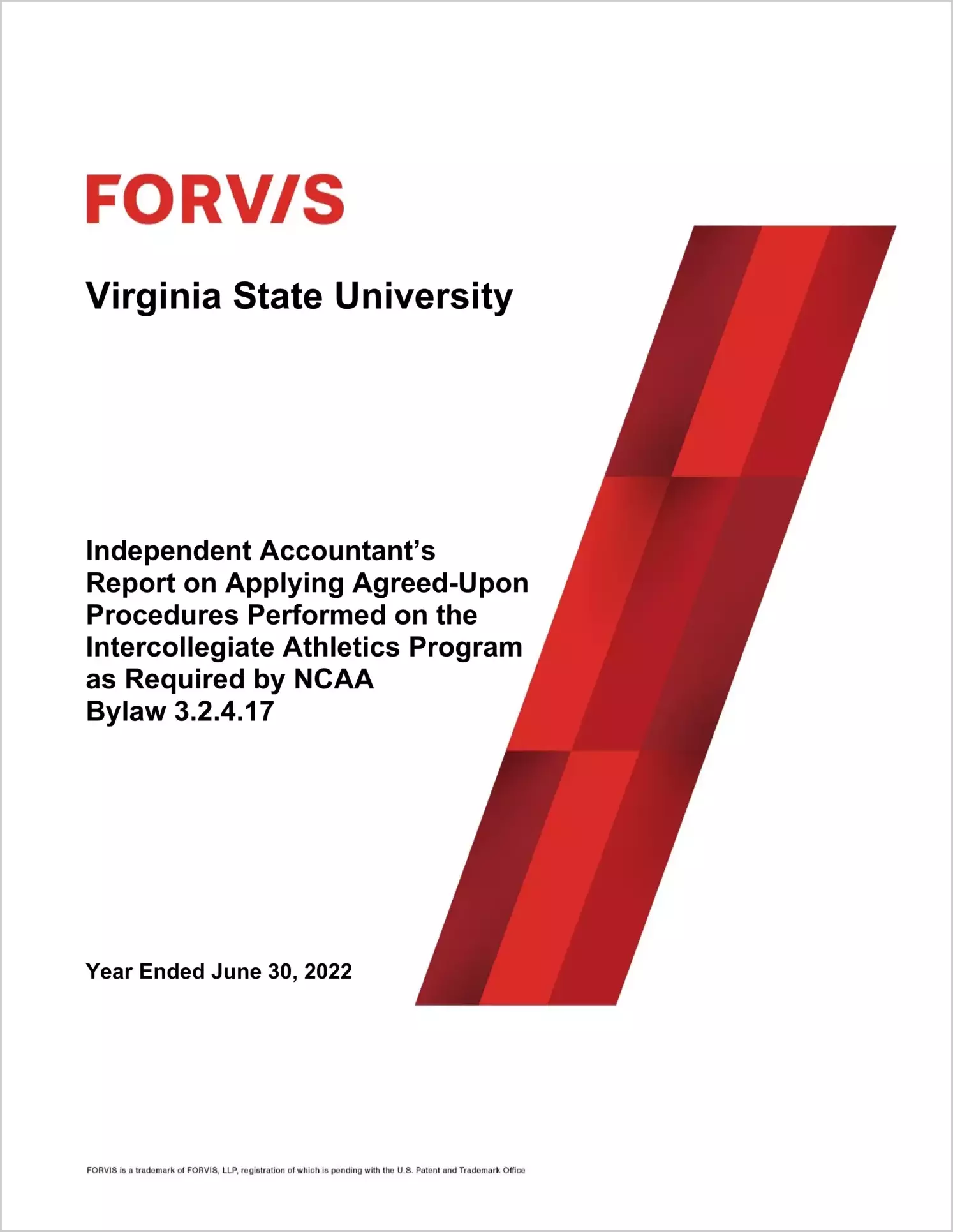 Virginia State University Intercollegiate Athletics Programs for the year ended June 30, 2022