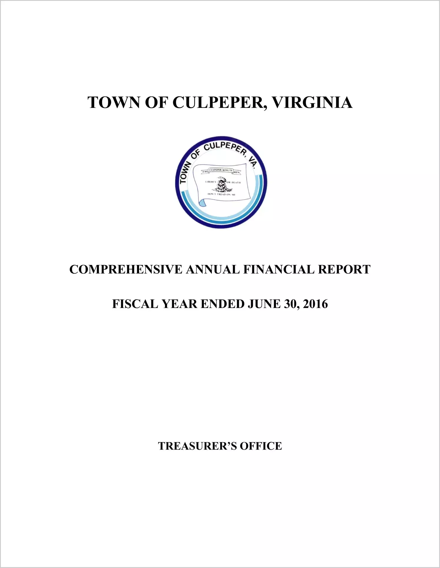 2016 Annual Financial Report for Town of Culpeper