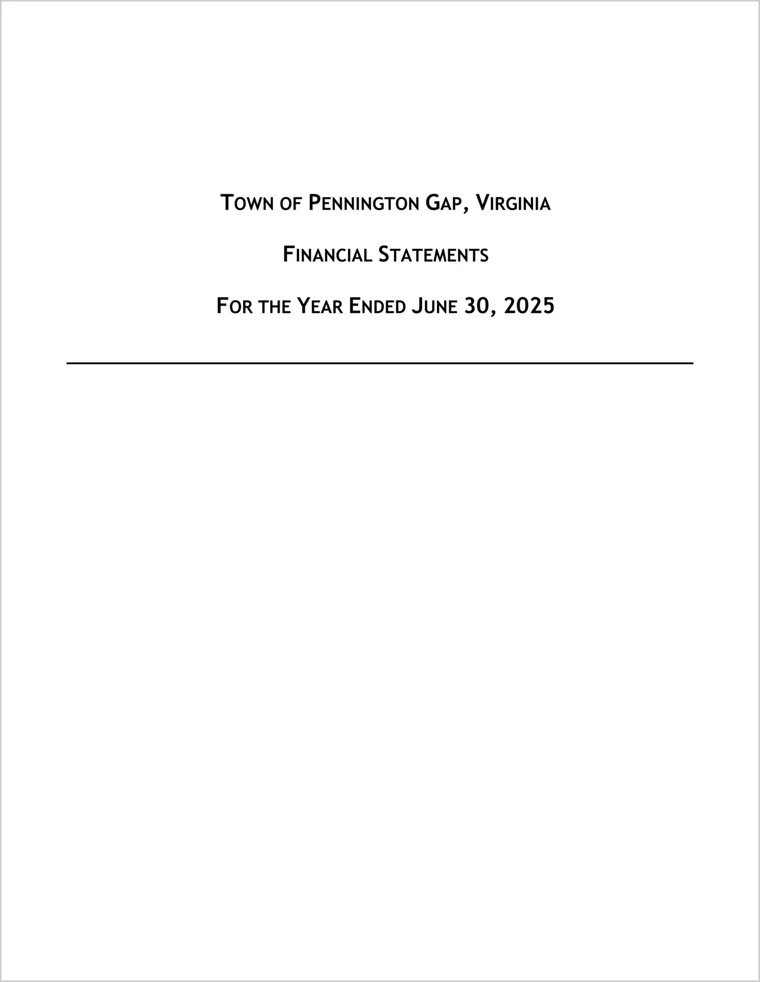 preview of 2025 Annual Financial Report for Town of Pennington Gap