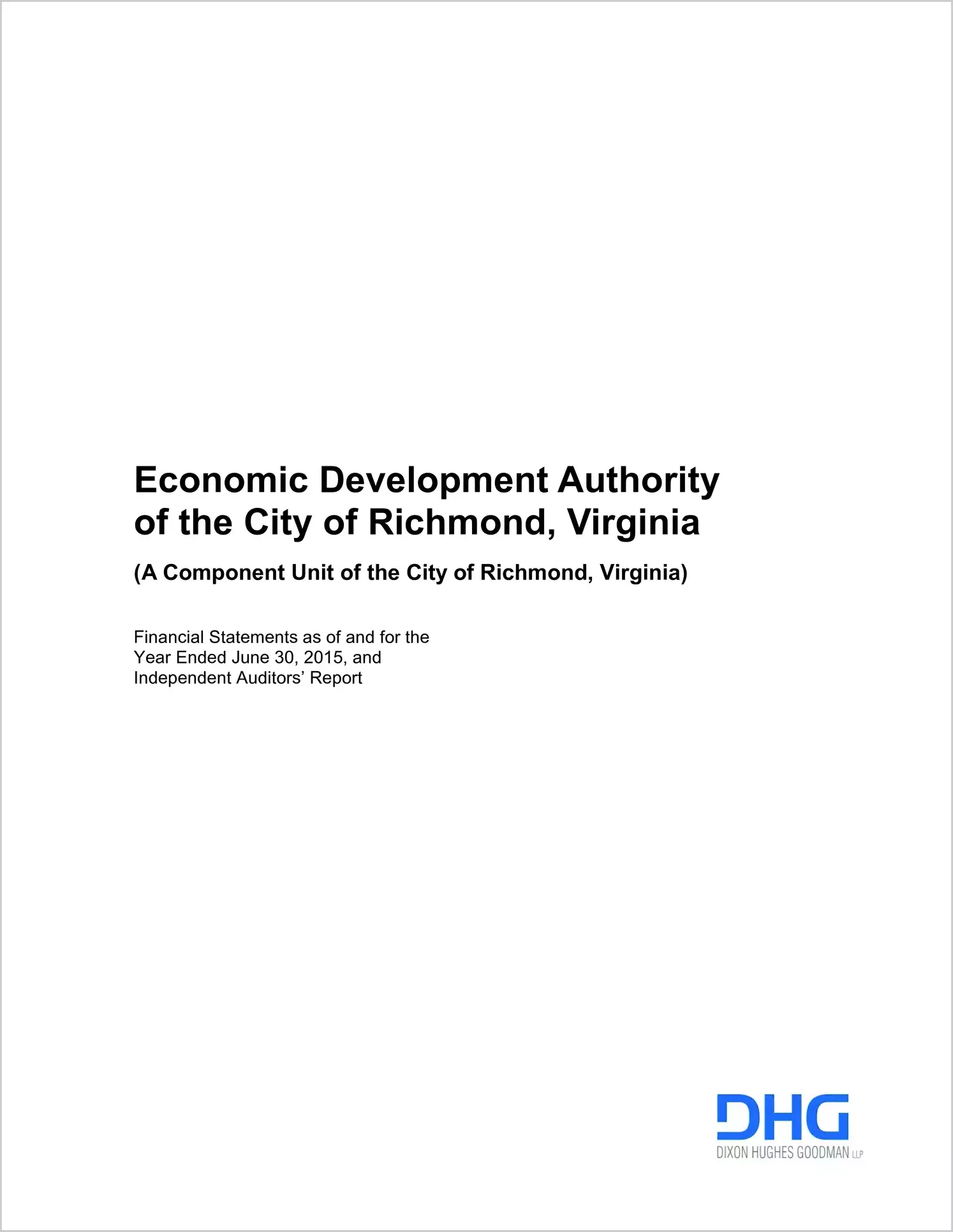 2015 ABC/Other Annual Financial Report  for Richmond City Economic Development Authority