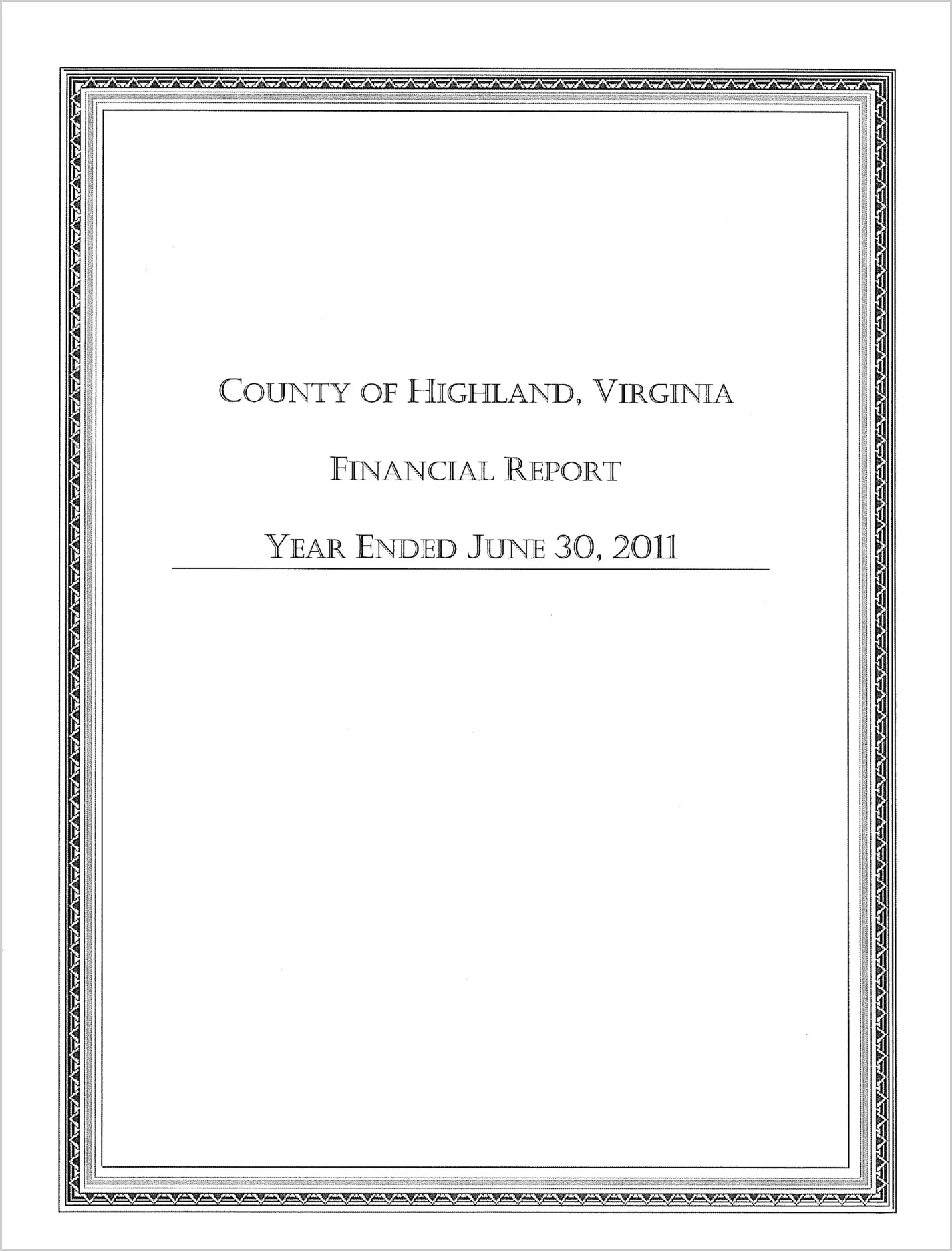 2011 Annual Financial Report for County of Highland