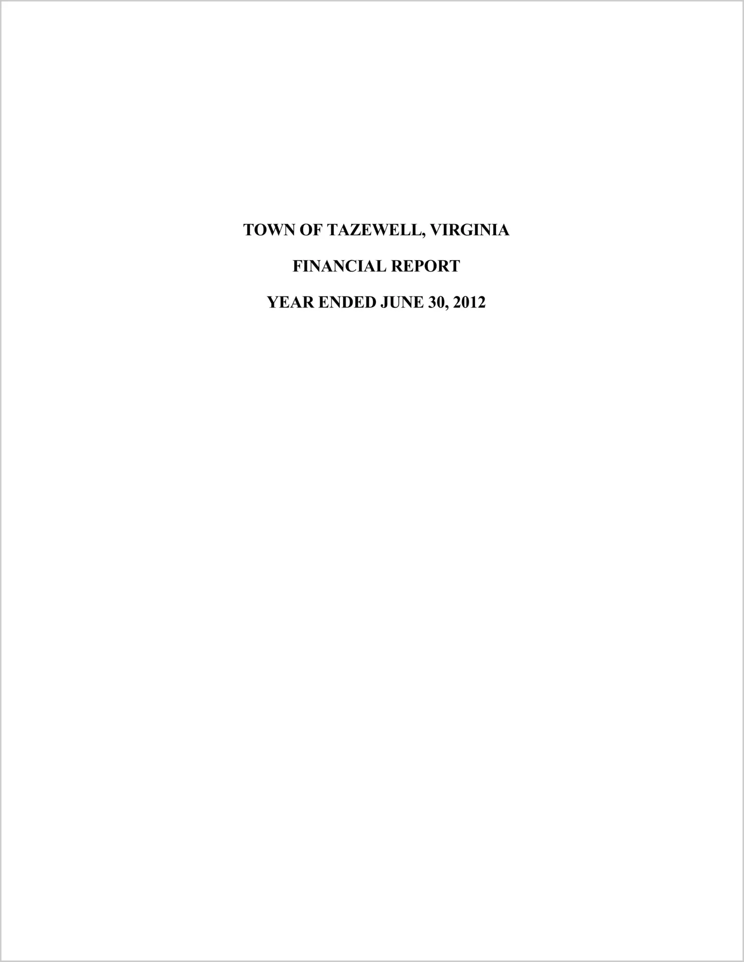 2012 Annual Financial Report for Town of Tazewell