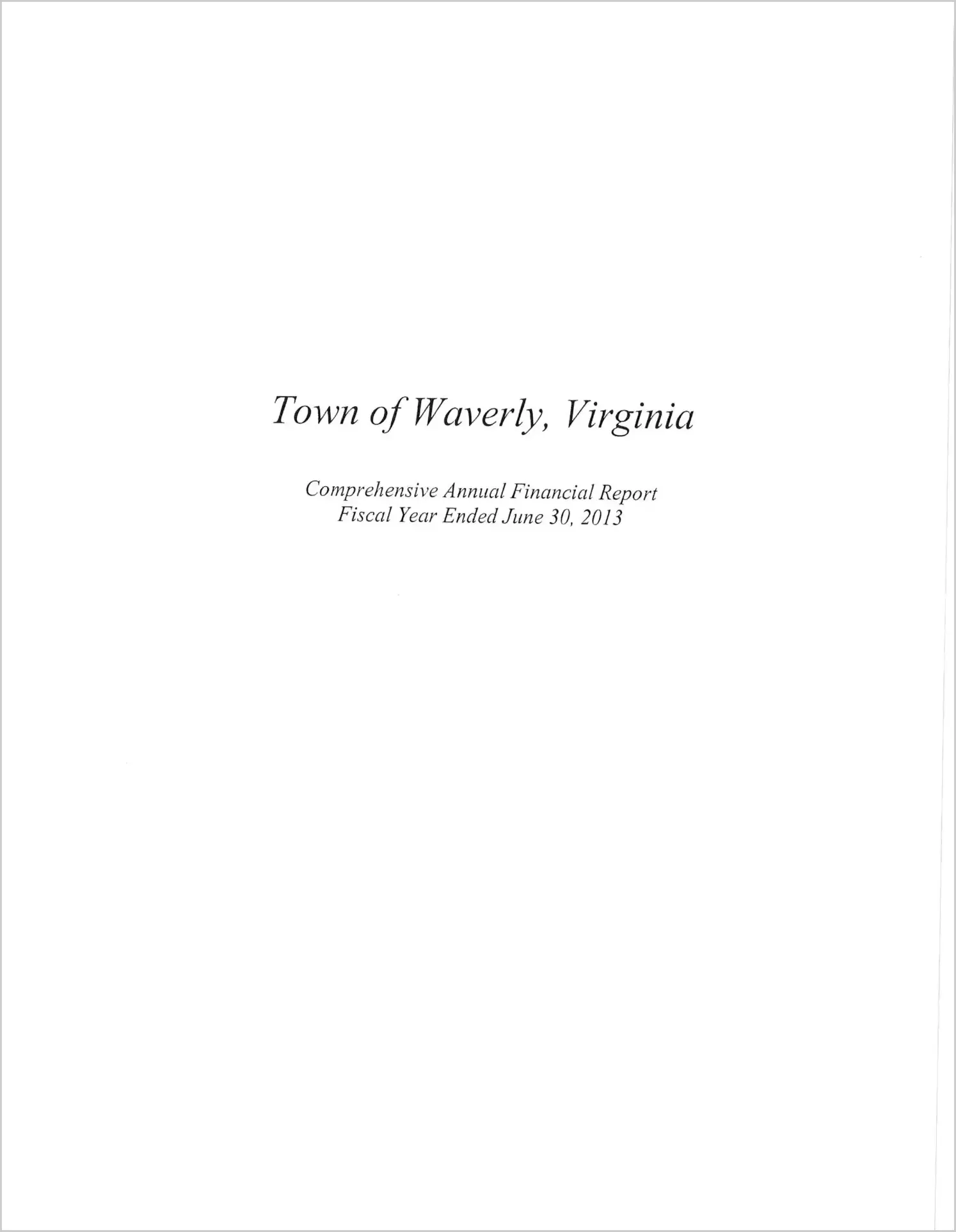 2013 Annual Financial Report for Town of Waverly