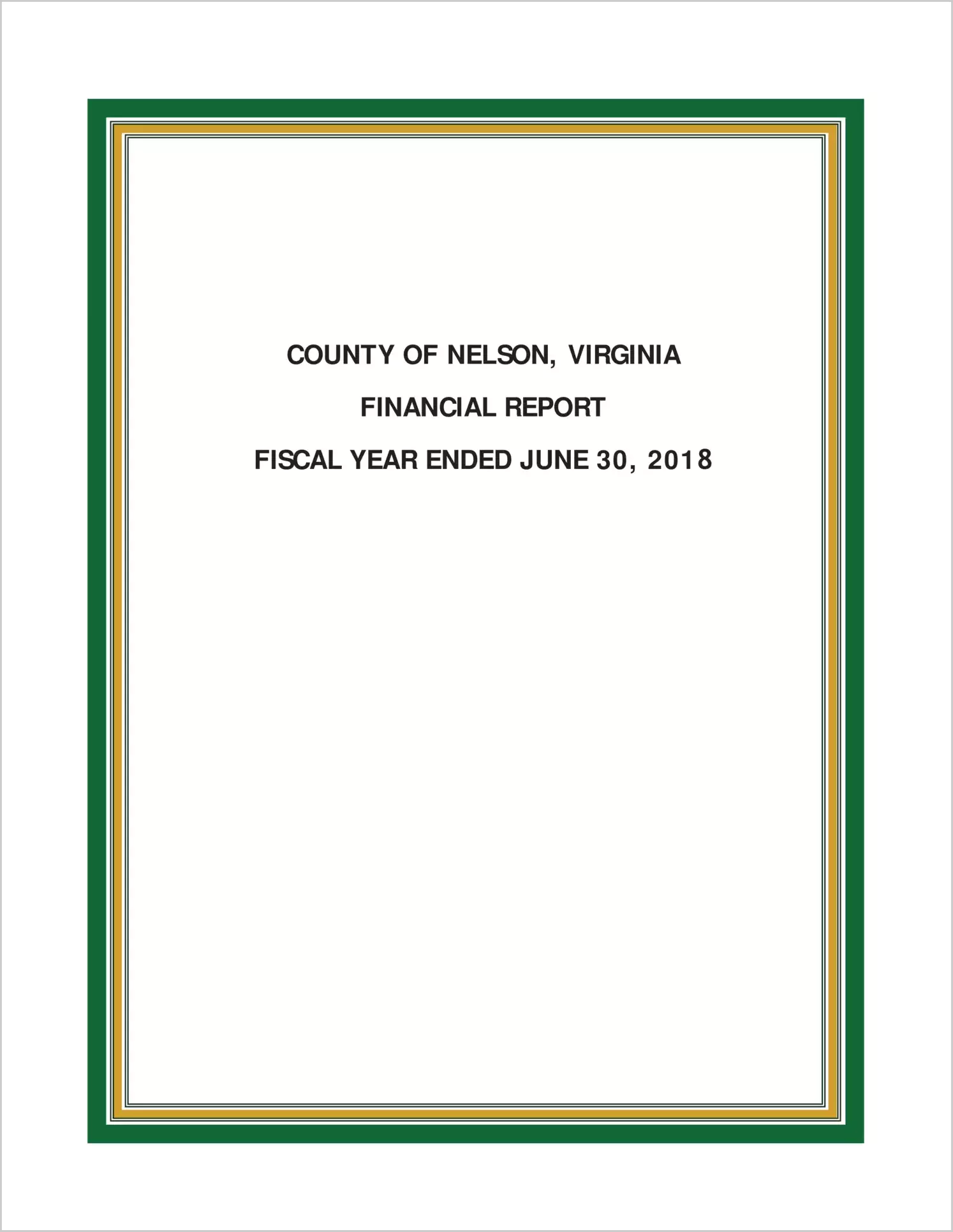 2018 Annual Financial Report for County of Nelson