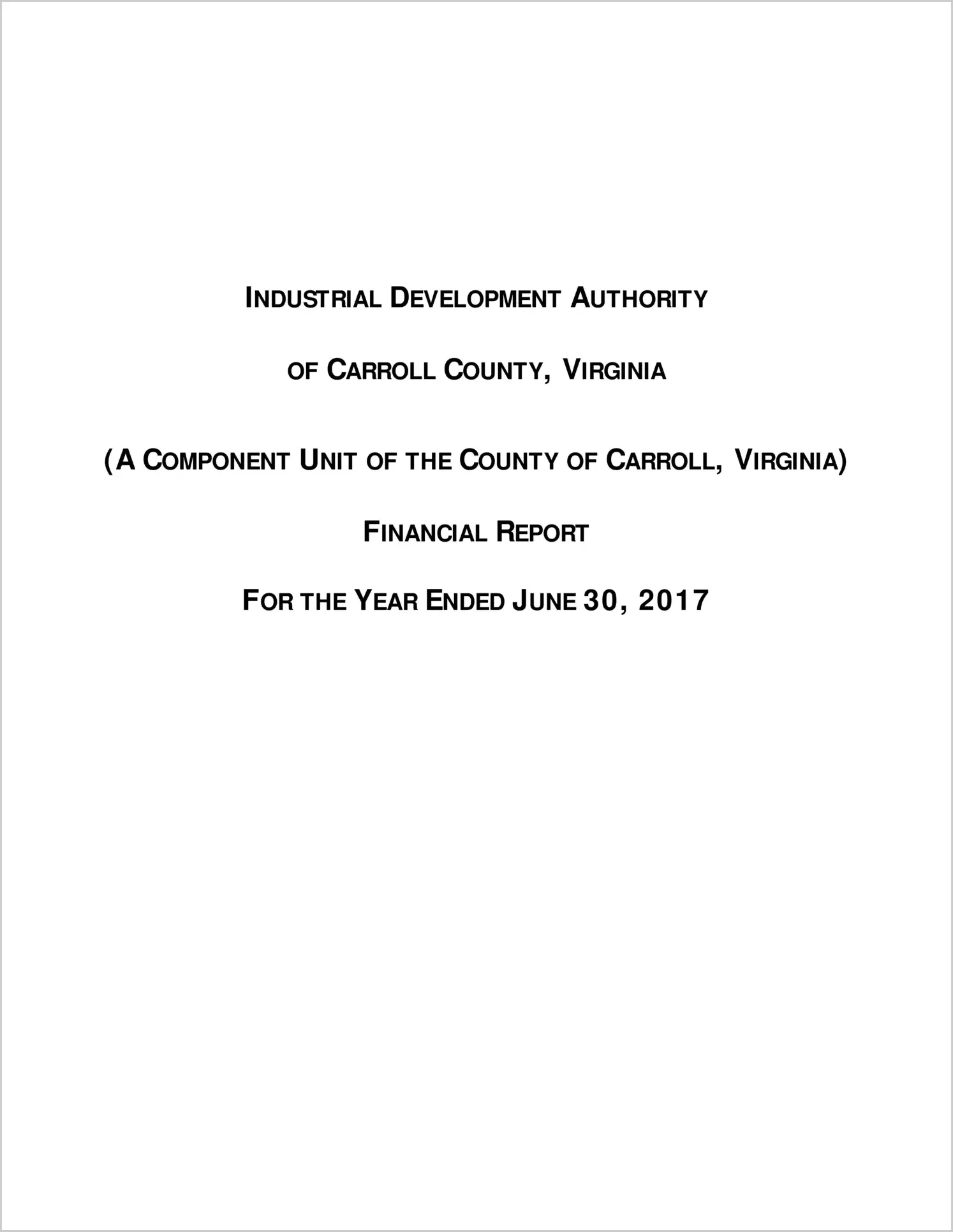 2017 ABC/Other Annual Financial Report  for Carroll County Industrial Development Authority