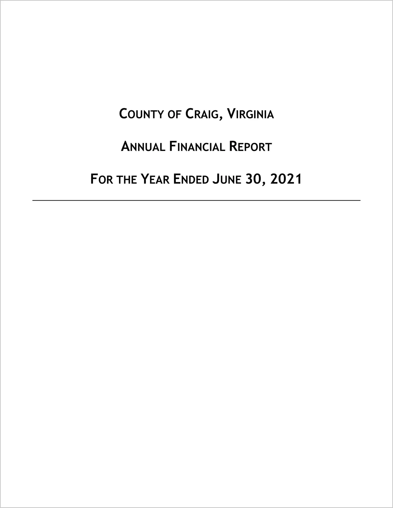 2021 Annual Financial Report for County of Craig