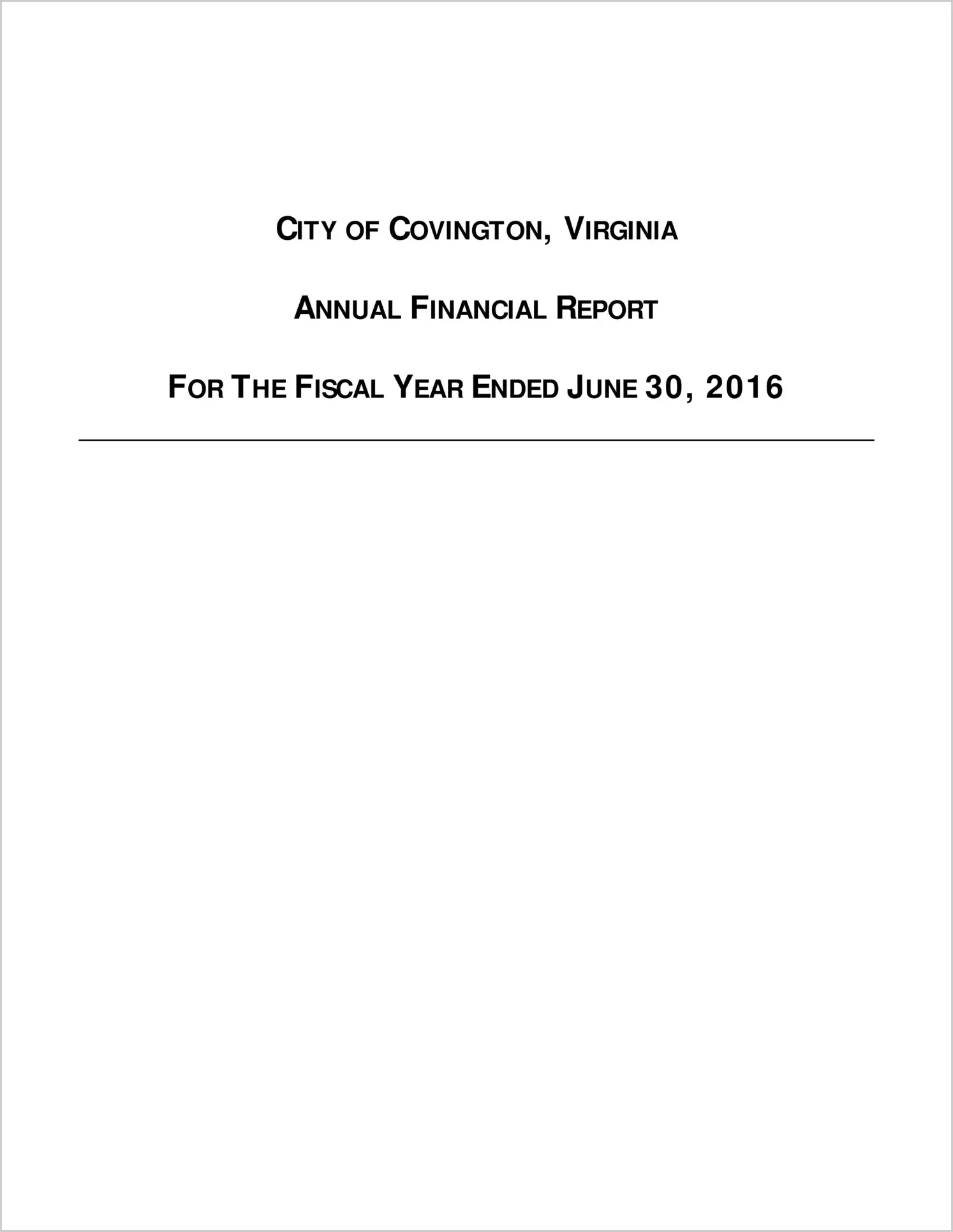 2016 Annual Financial Report for City of Covington