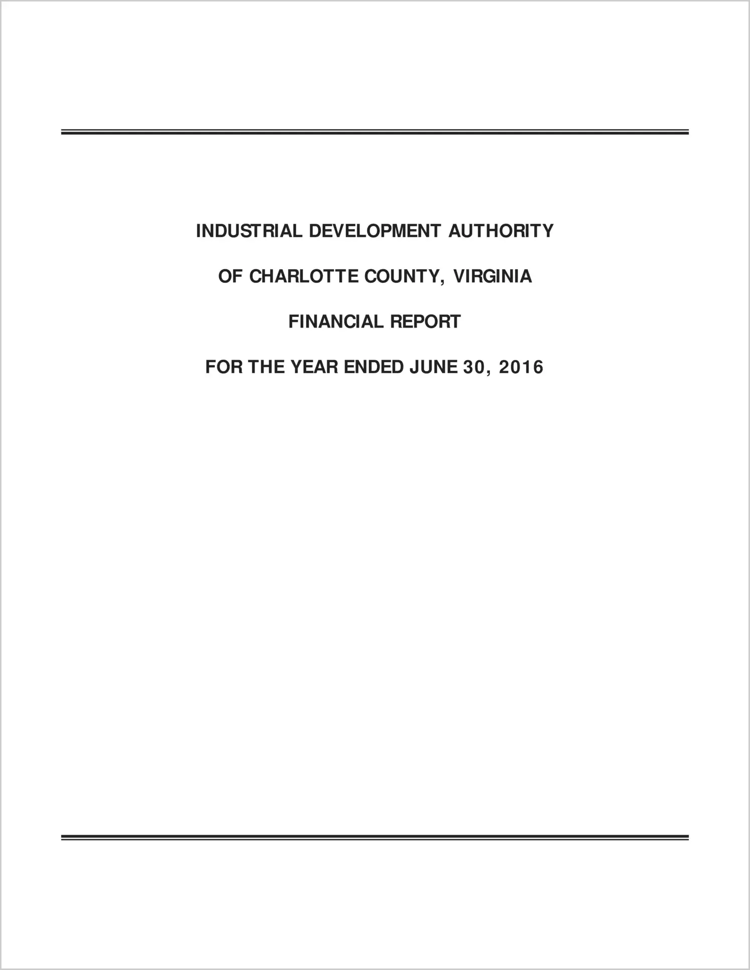 2016 ABC/Other Annual Financial Report  for Charlotte Industrial Development Authority