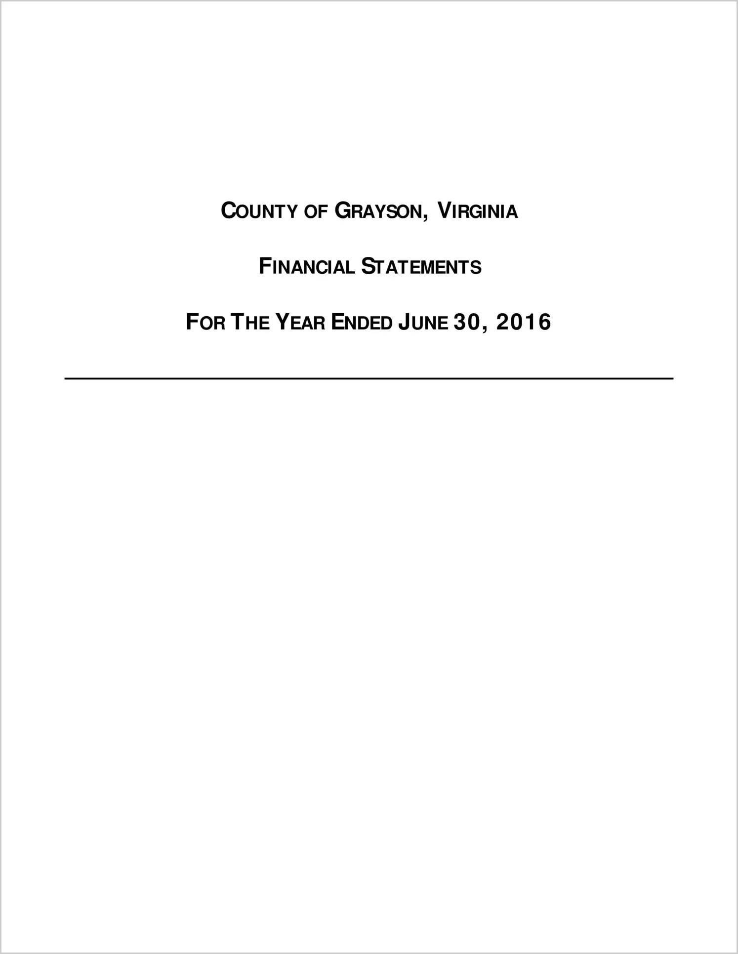 2016 Annual Financial Report for County of Grayson