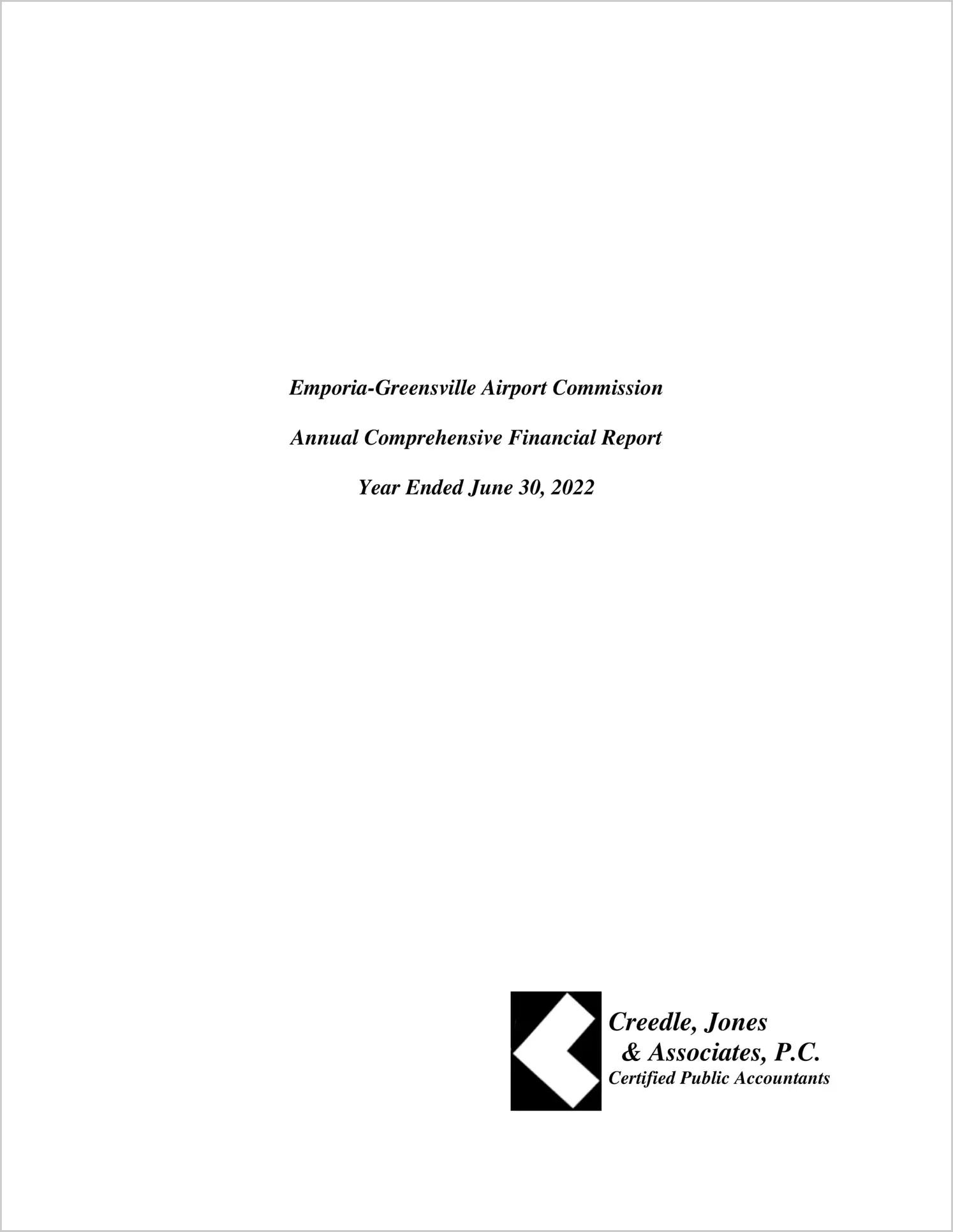 2022 ABC/Other Annual Financial Report  for Emporia Greensville Airport Commission