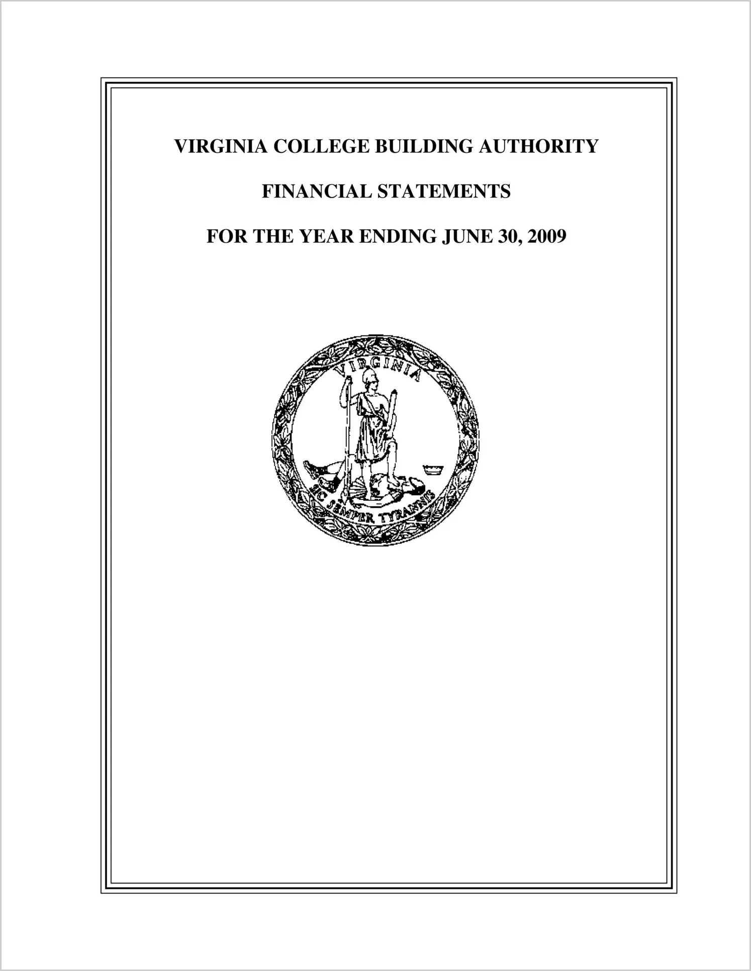 Virginia College Building Authority for the year ended June 30, 2009
