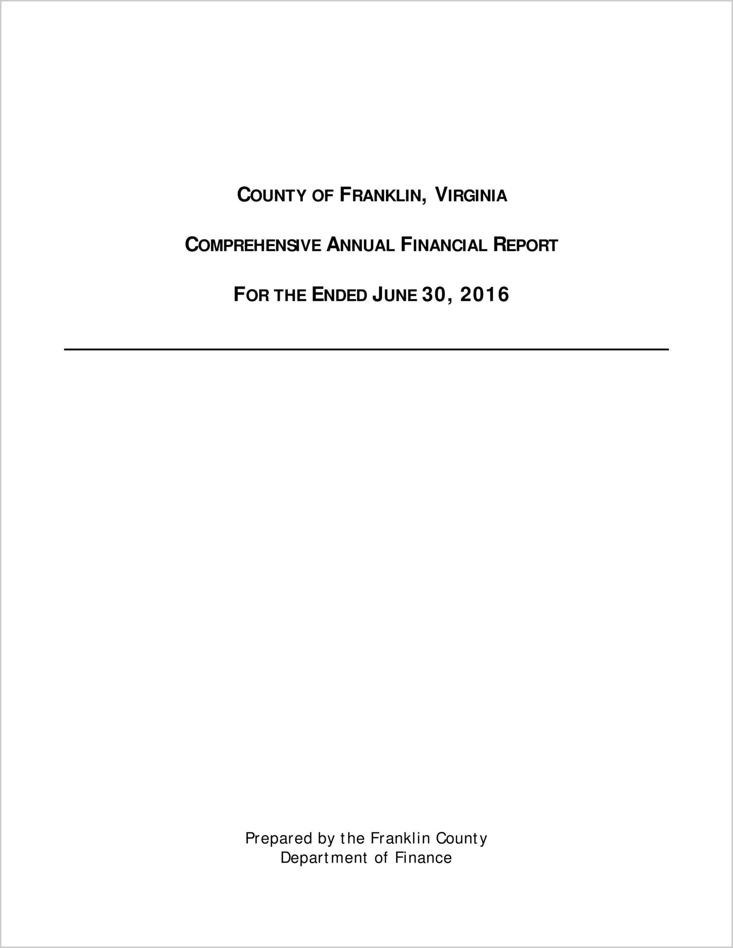 2016 Annual Financial Report for County of Franklin