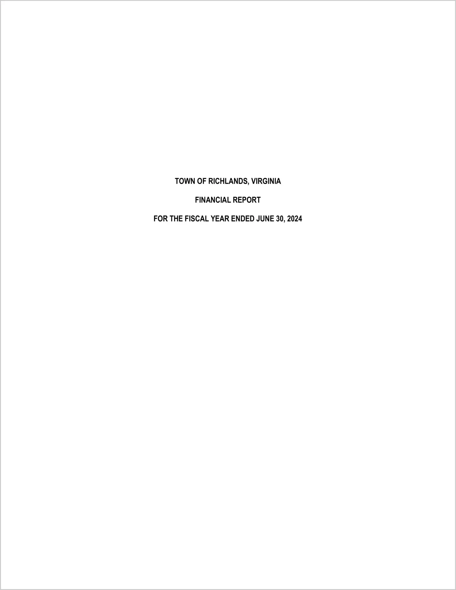 2024 Annual Financial Report for Town of Richlands