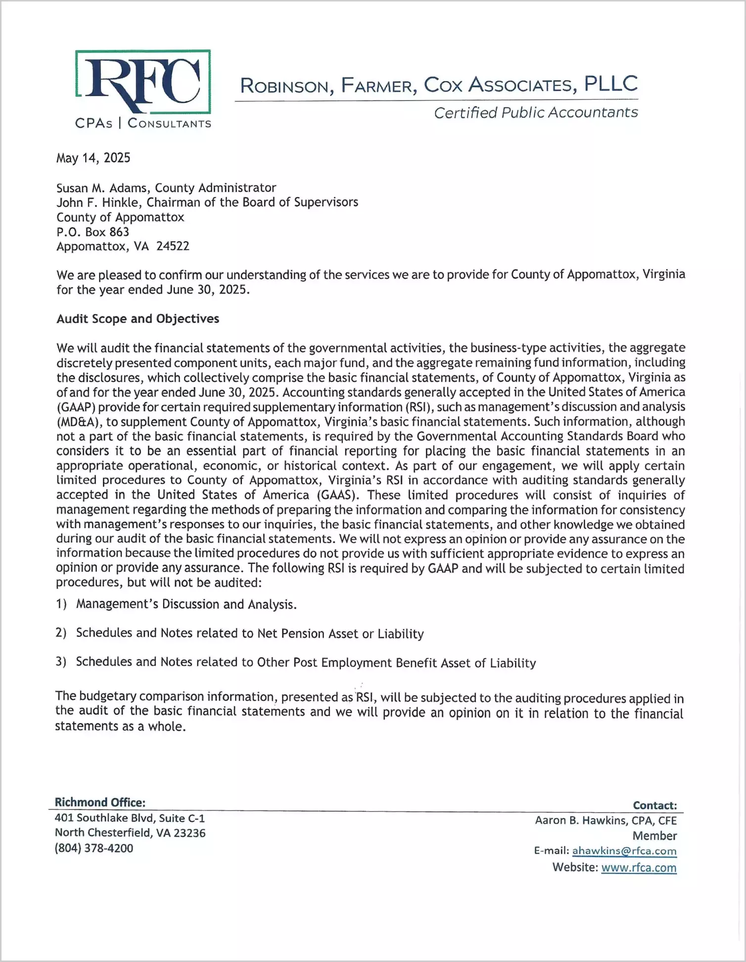 preview of 2025 Management Letter for County of Appomattox