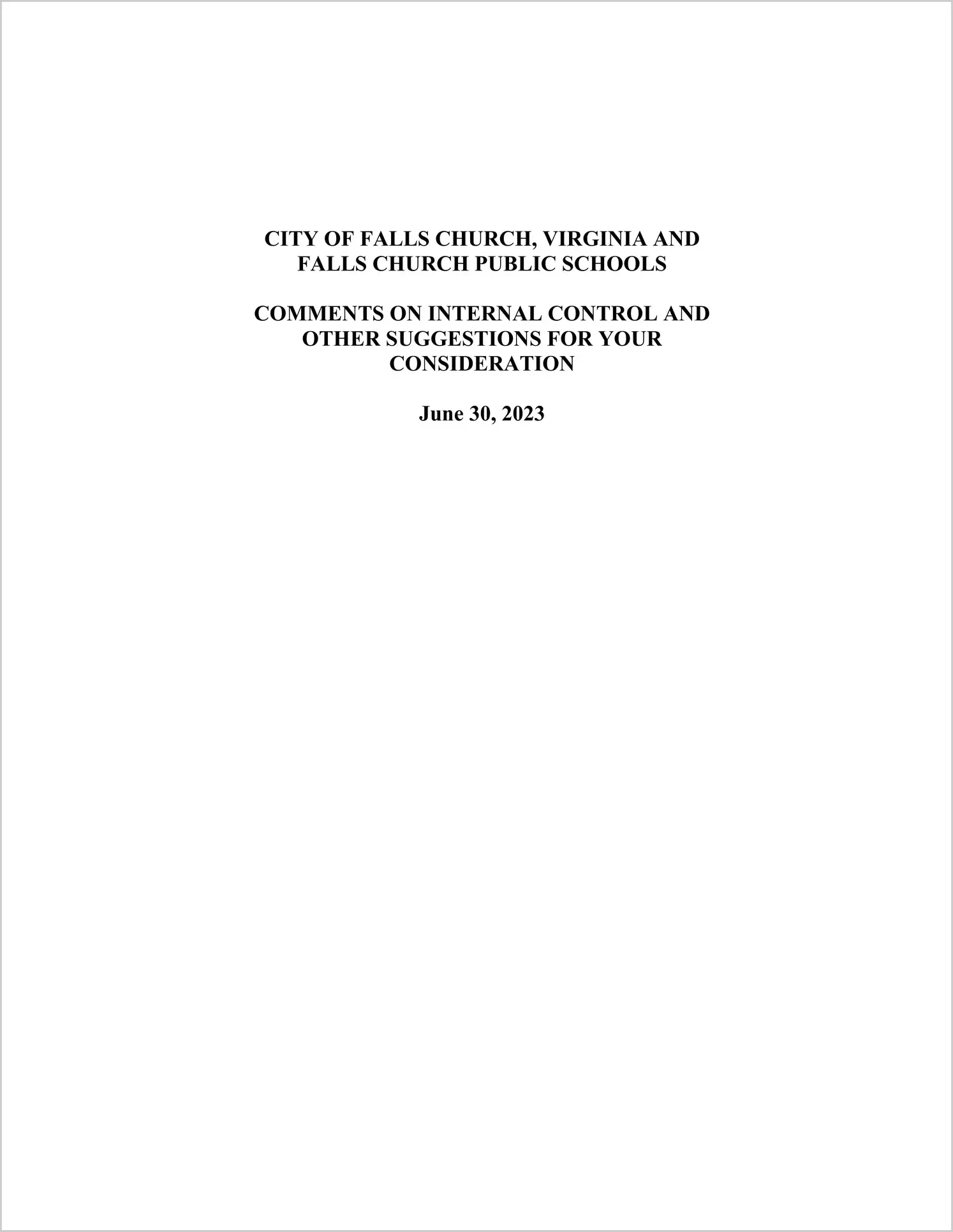 preview of 2023 Management Letter for City of Falls Church