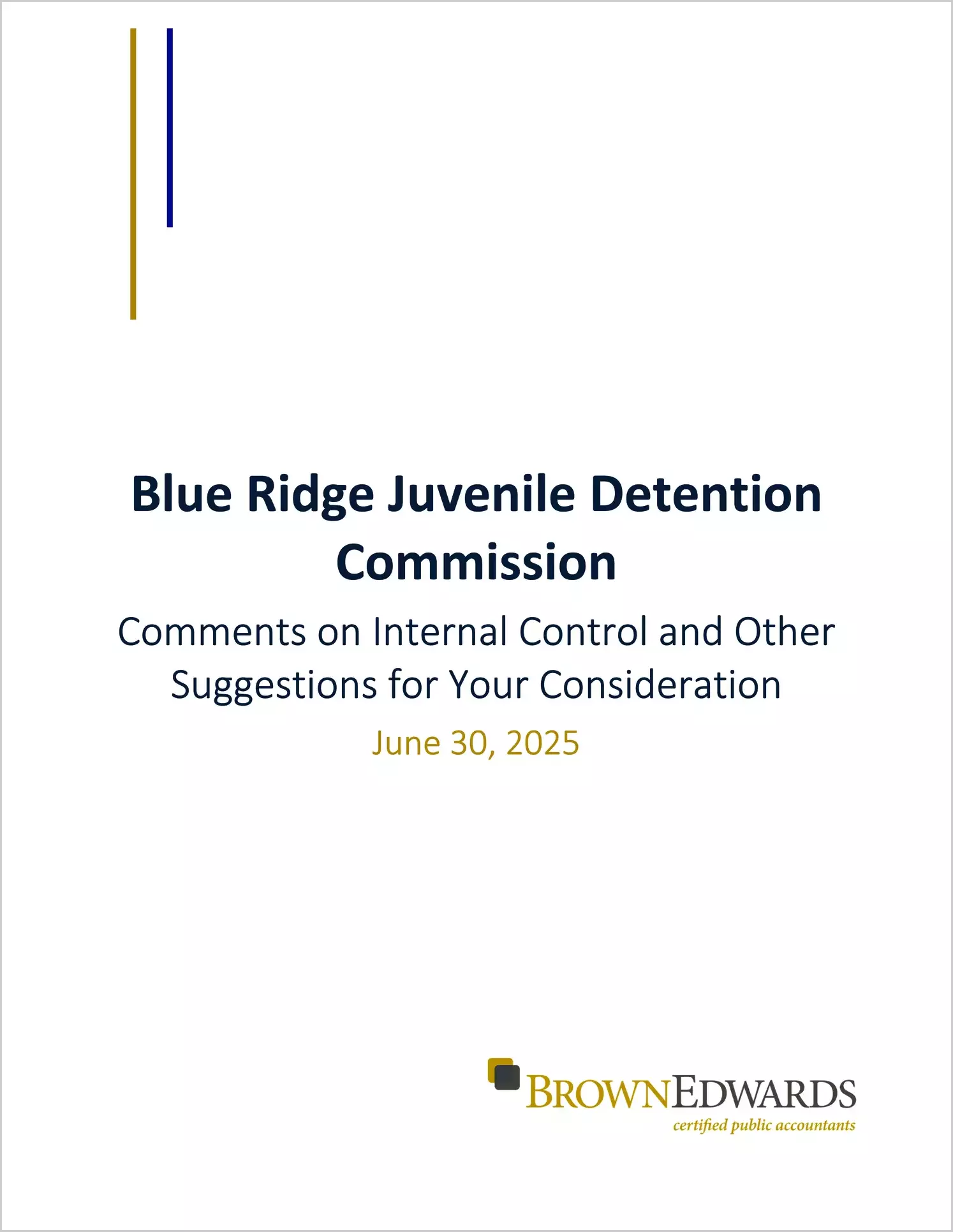preview of 2025 ABC/Other Management Letter for Blue Ridge Juvenile Detention Commission