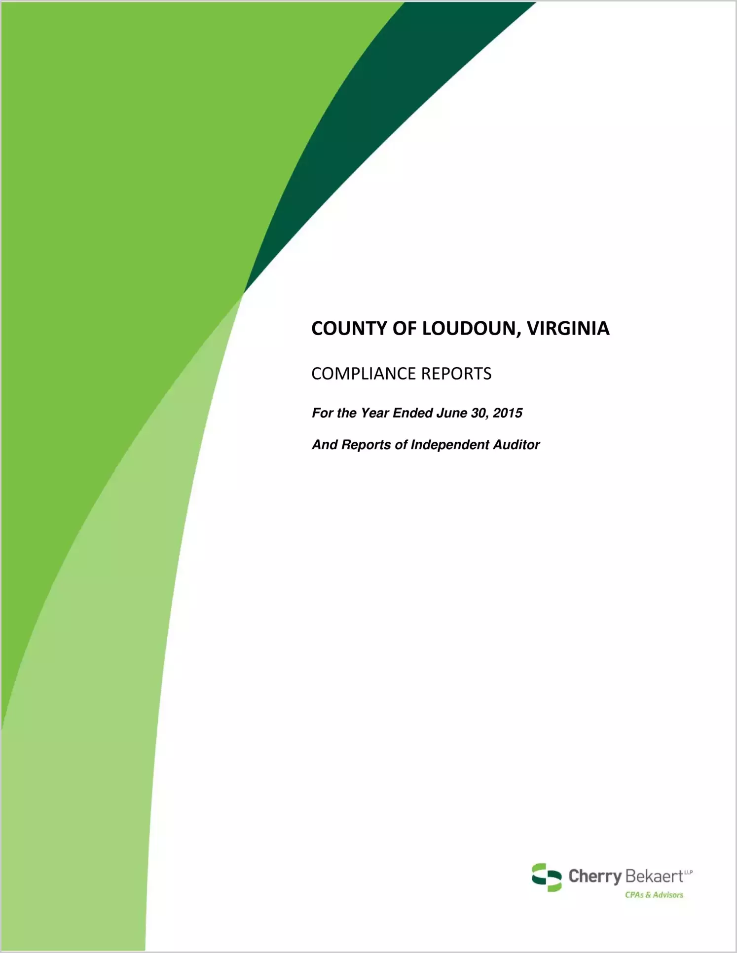 2015 Internal Control and Compliance Report for County of Loudoun