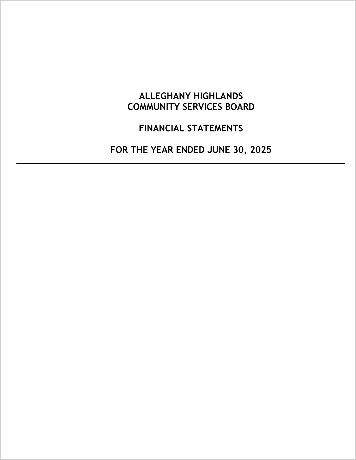 preview of 2025 ABC/Other Annual Financial Report for Alleghany Highlands Community Services Board