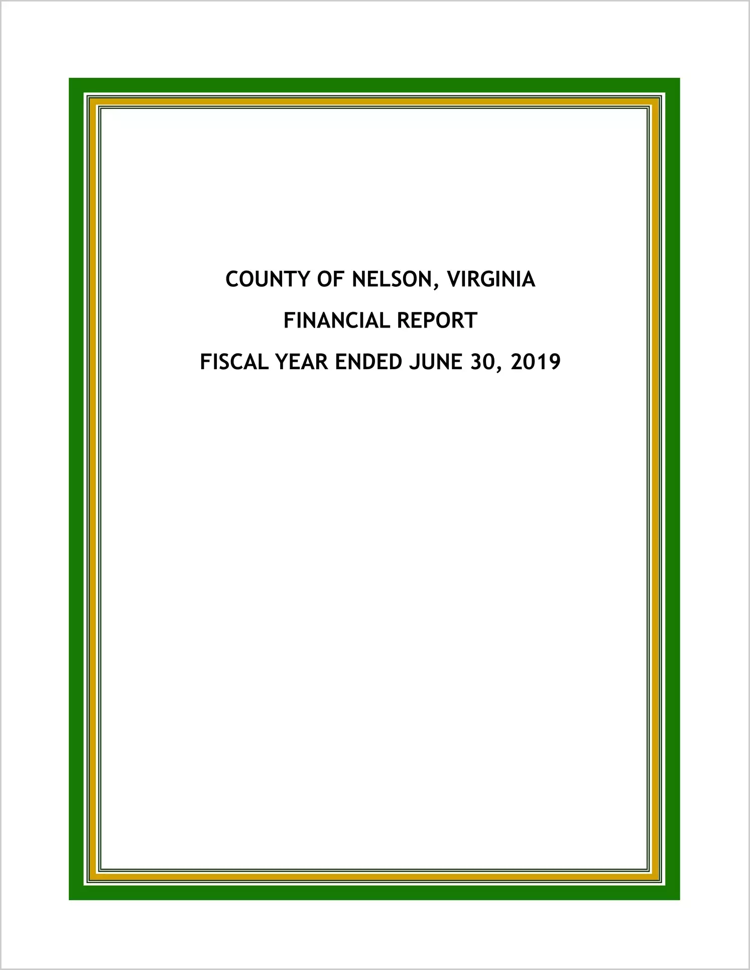 2019 Annual Financial Report for County of Nelson