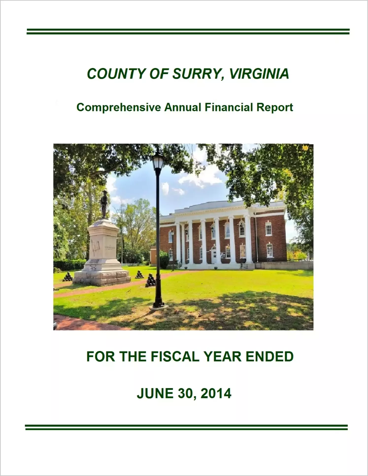 2014 Annual Financial Report for County of Surry