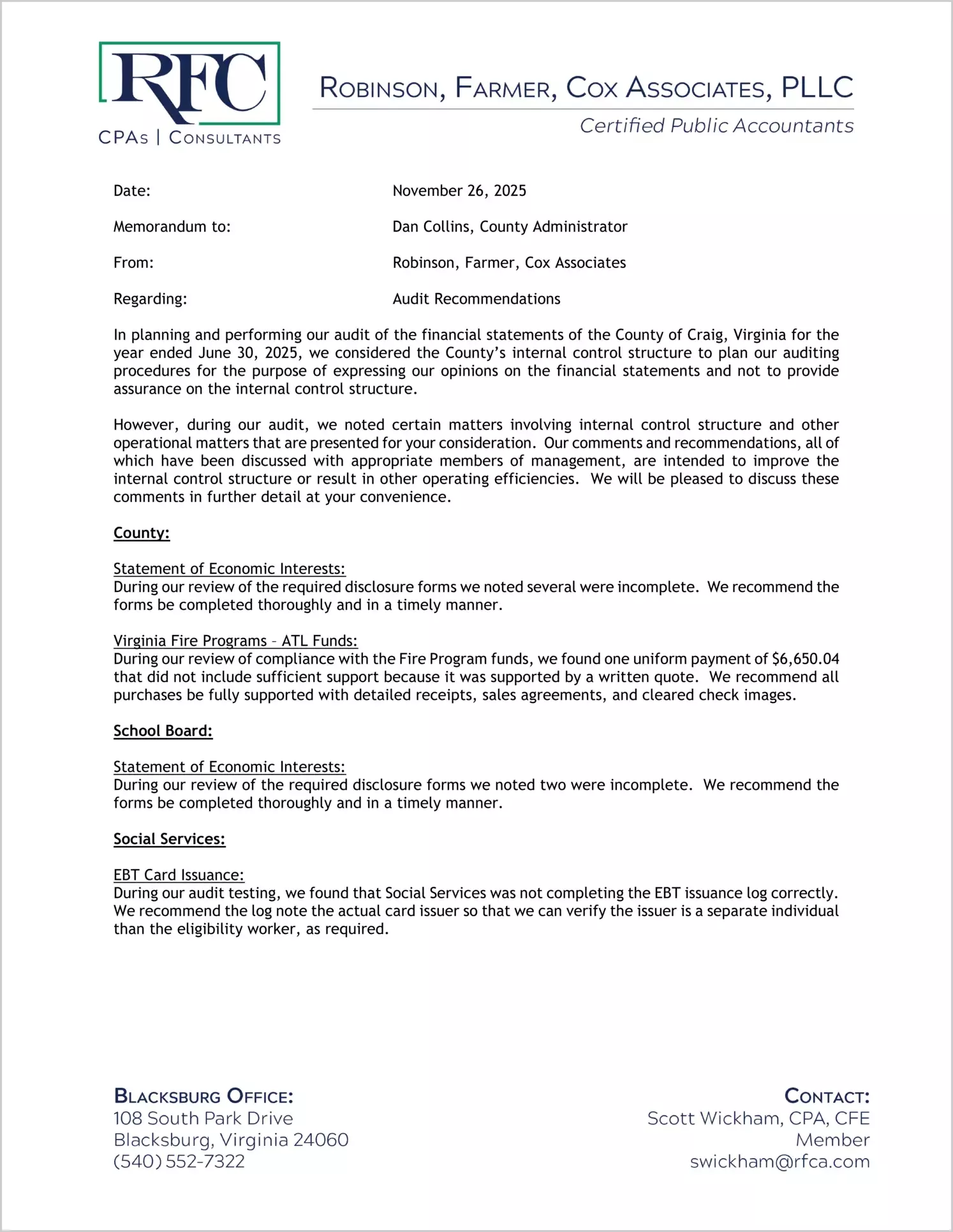 preview of 2025 Management Letter for County of Craig