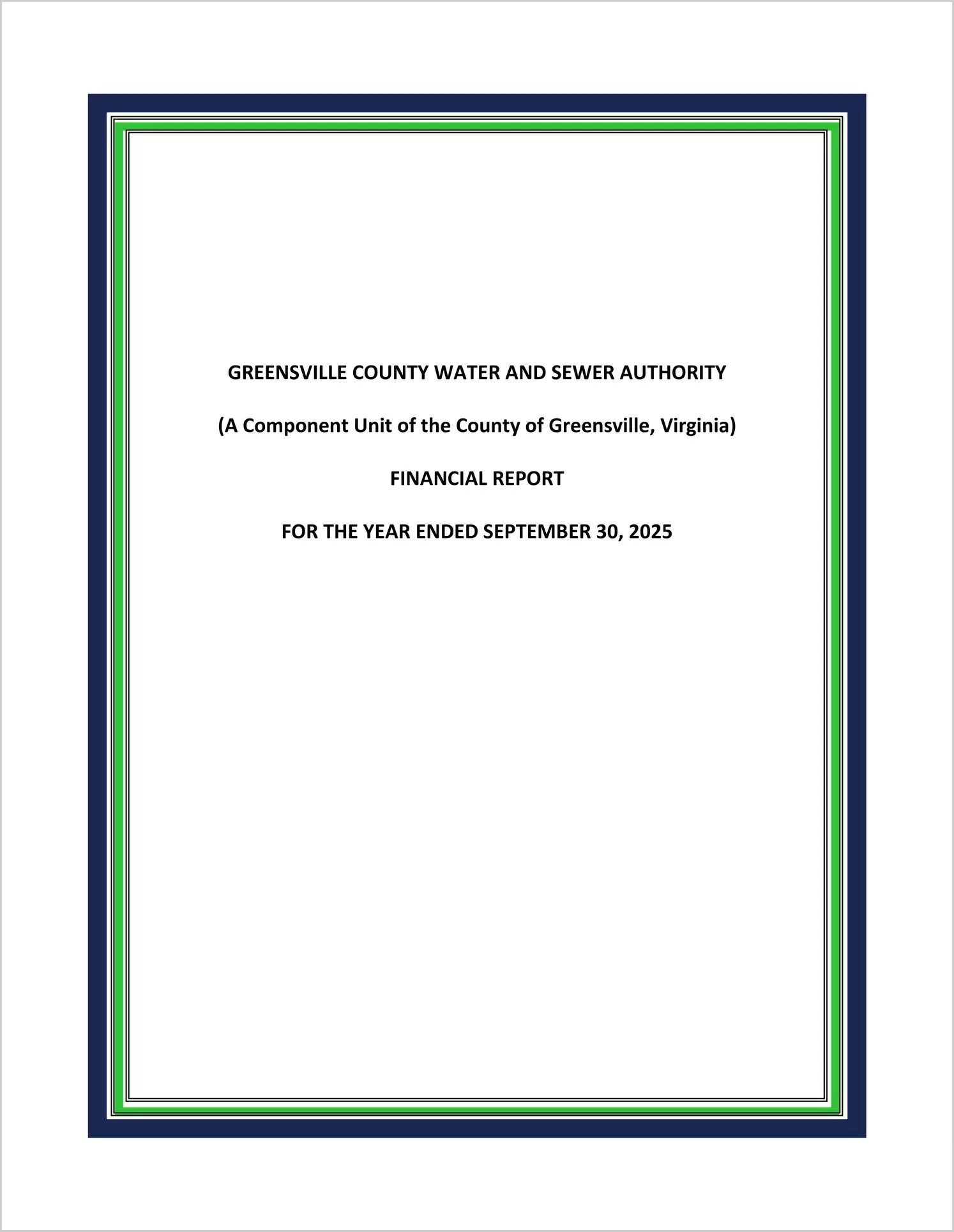 preview of 2025 ABC/Other Annual Financial Report for Greensville County Water and Sewer Authority