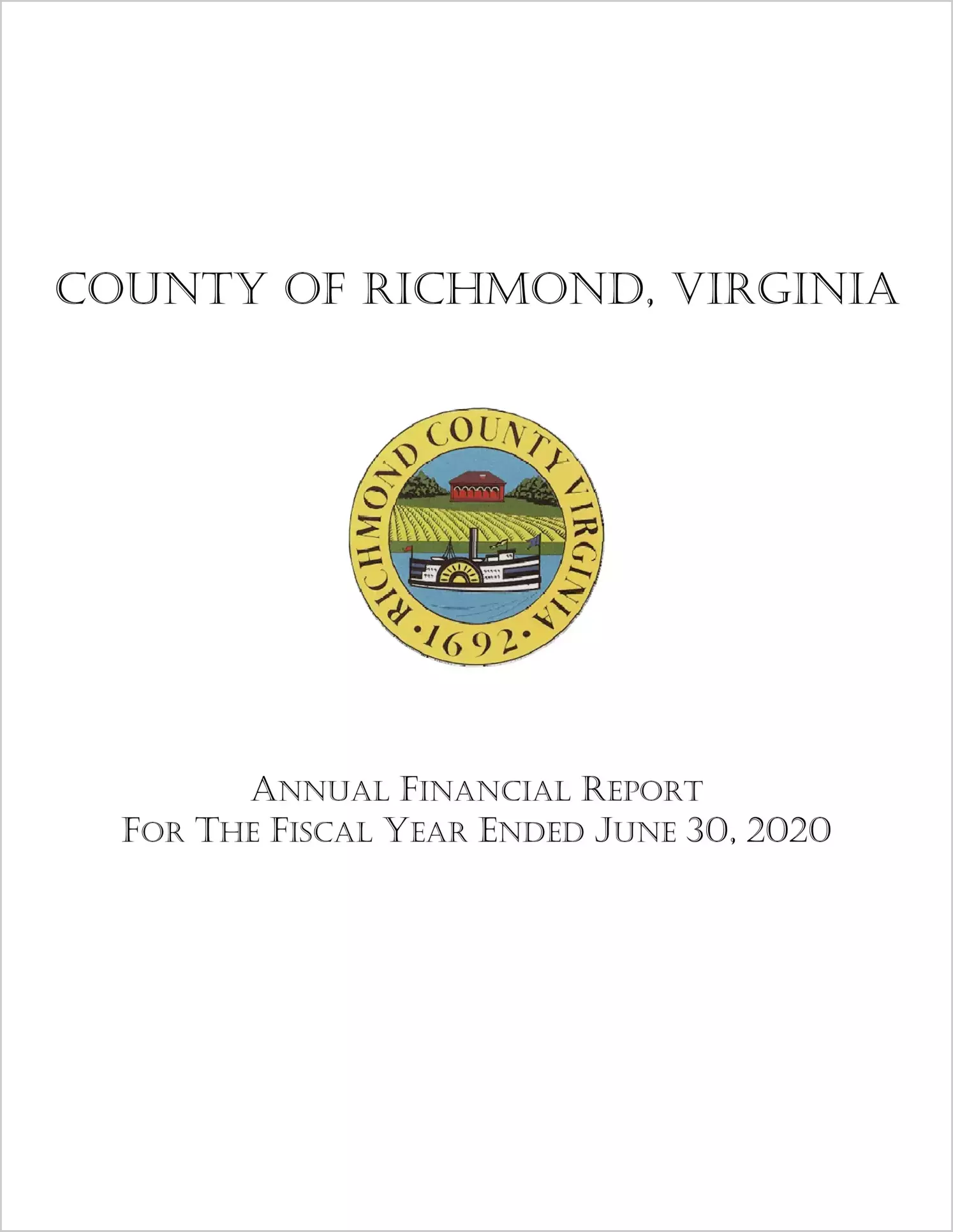 2020 Annual Financial Report for County of Richmond