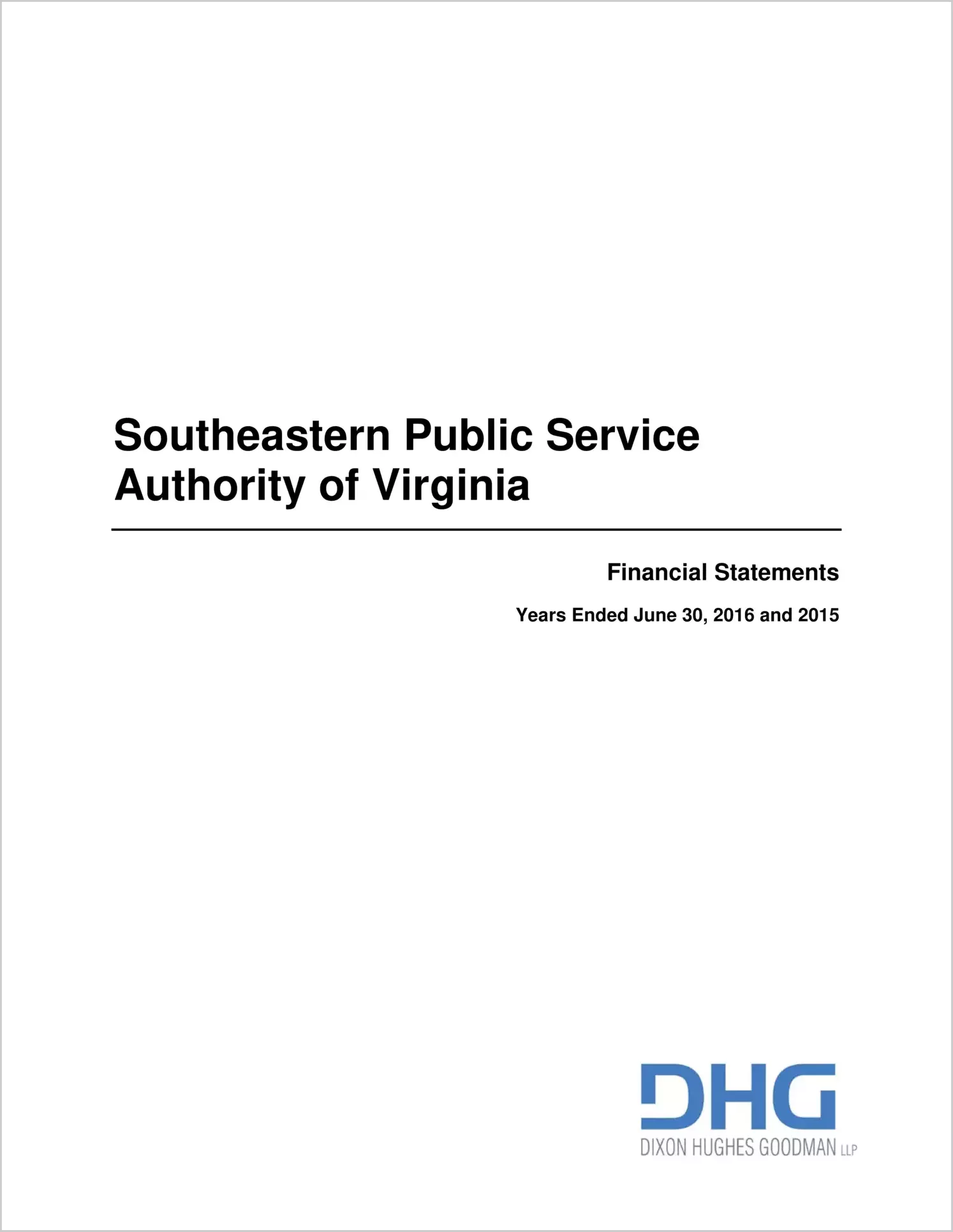 2016 ABC/Other Annual Financial Report  for Southeastern Public Service Authority