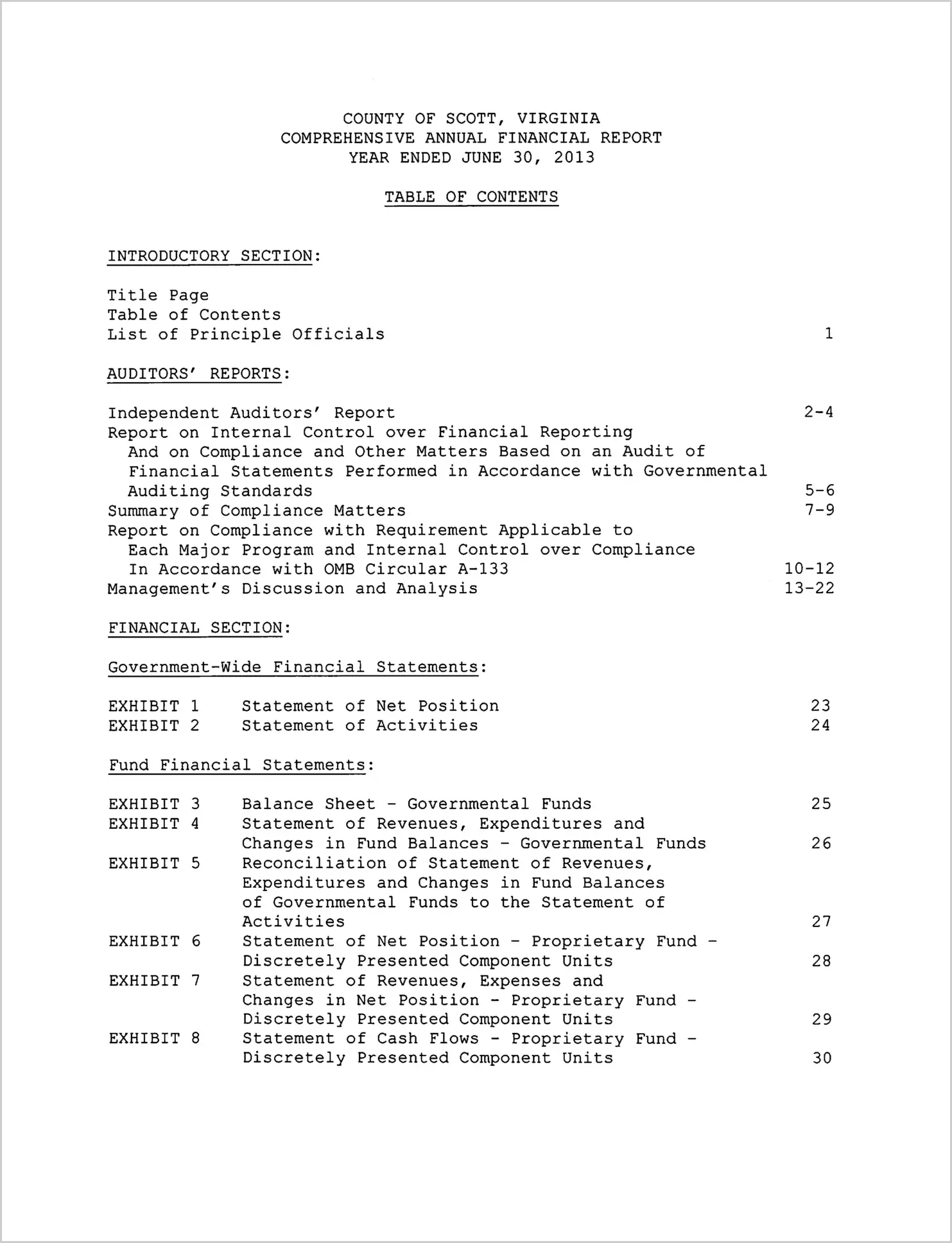 2013 Annual Financial Report for County of Scott