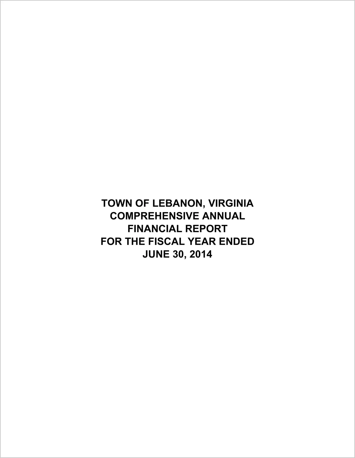 2014 Annual Financial Report for Town of Lebanon