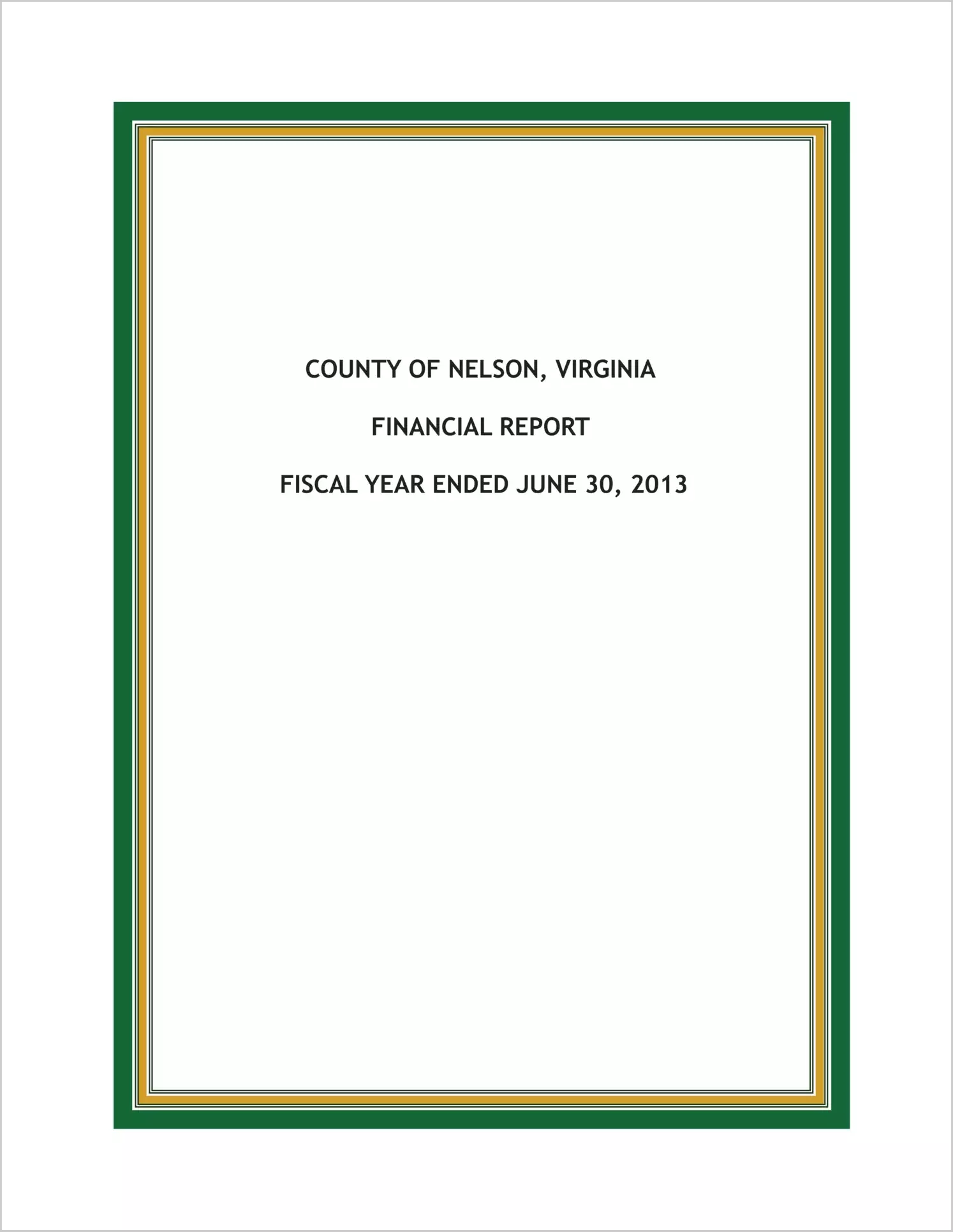 2013 Annual Financial Report for County of Nelson