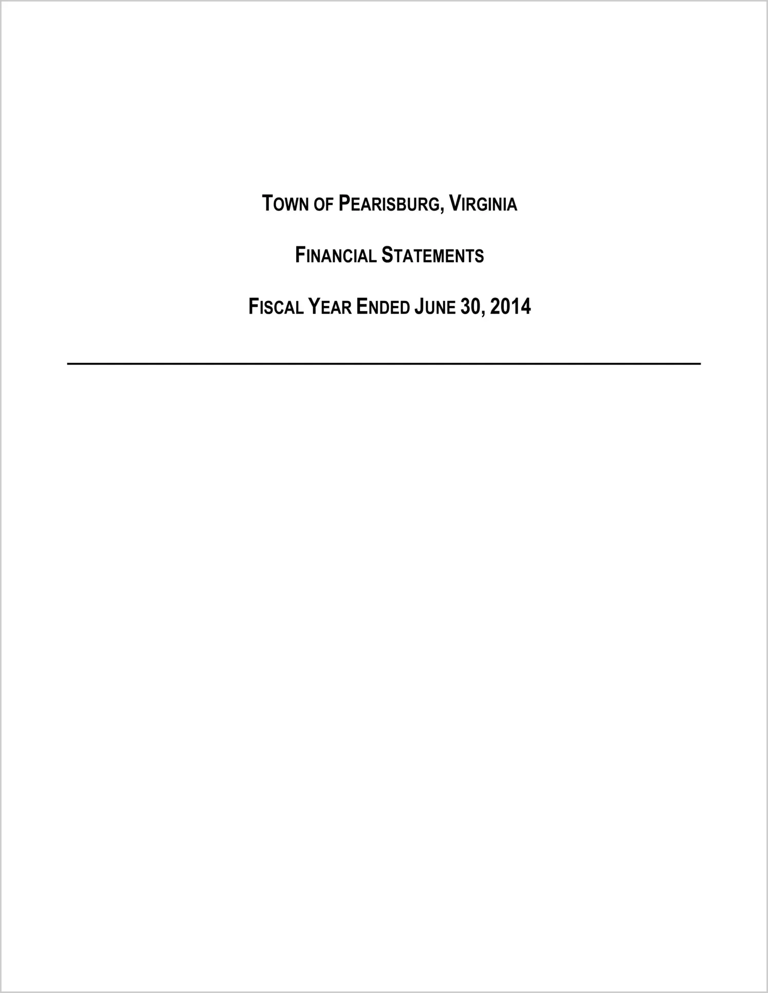 2014 Annual Financial Report for Town of Pearisburg
