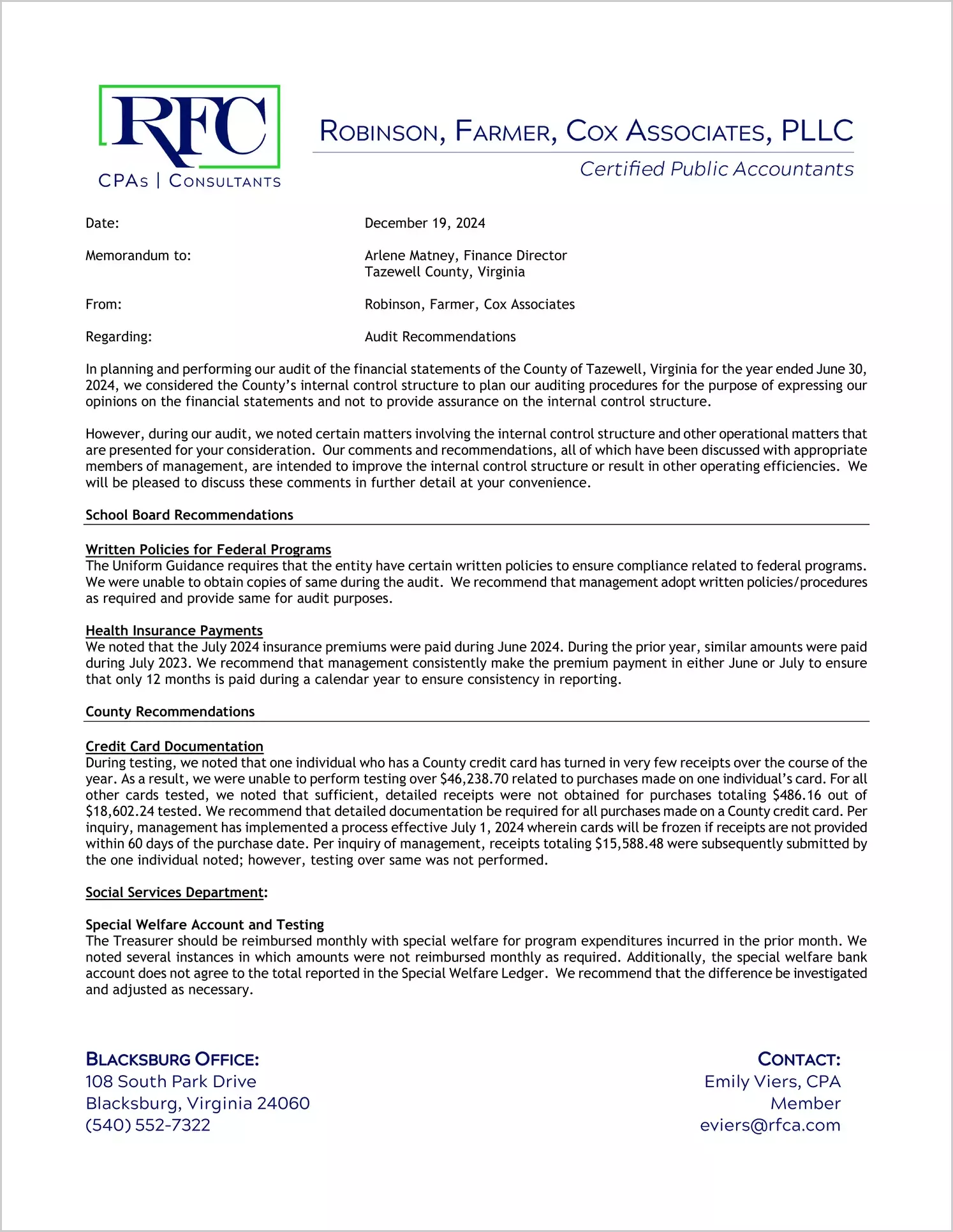 preview of 2024 Management Letter for County of Tazewell