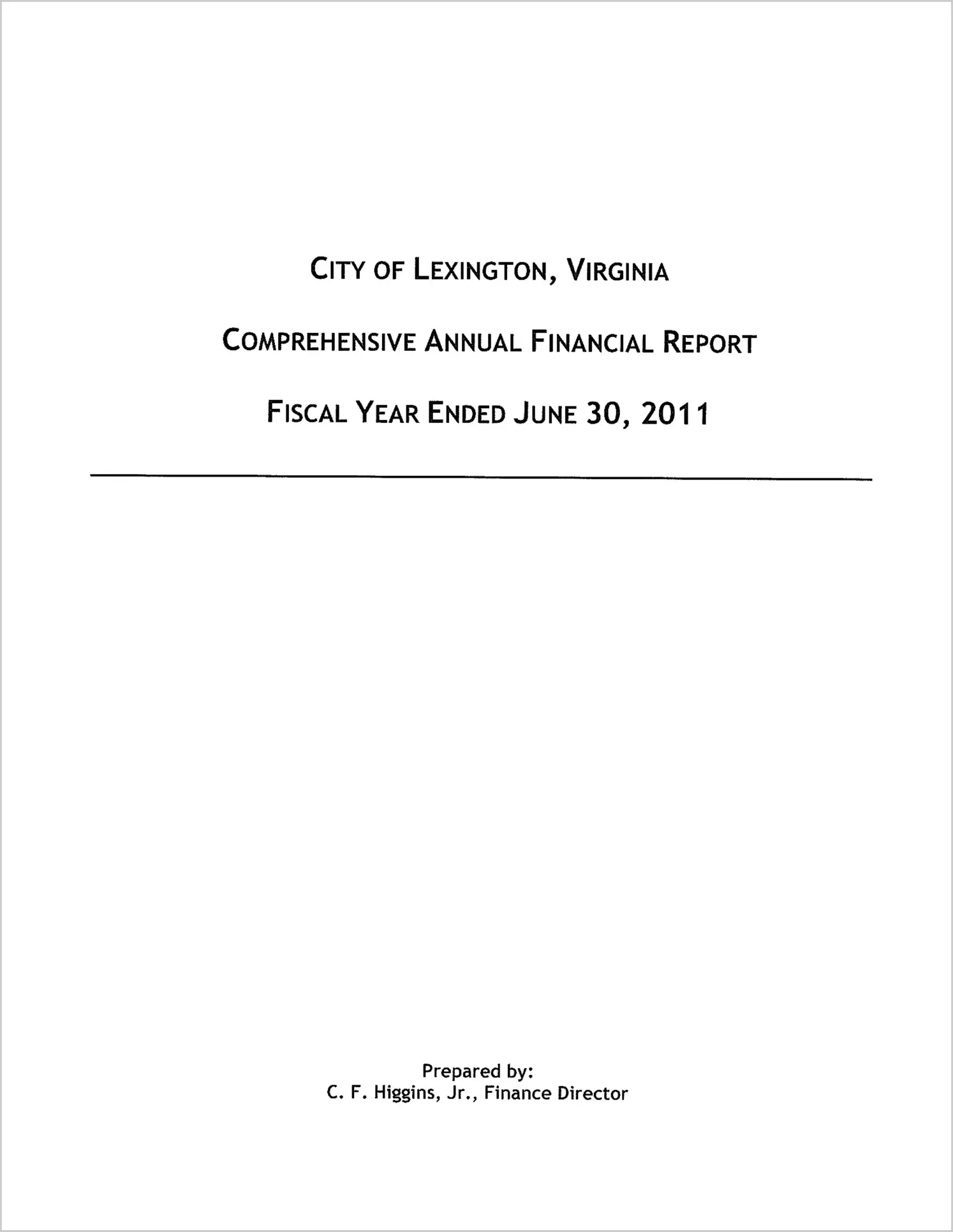 2011 Annual Financial Report for City of Lexington