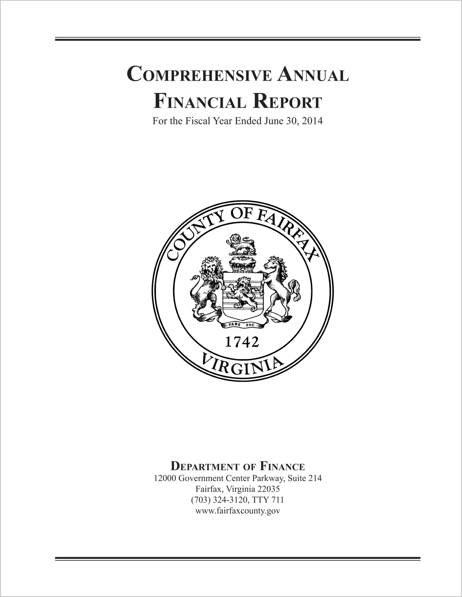 2014 Annual Financial Report for County of Fairfax
